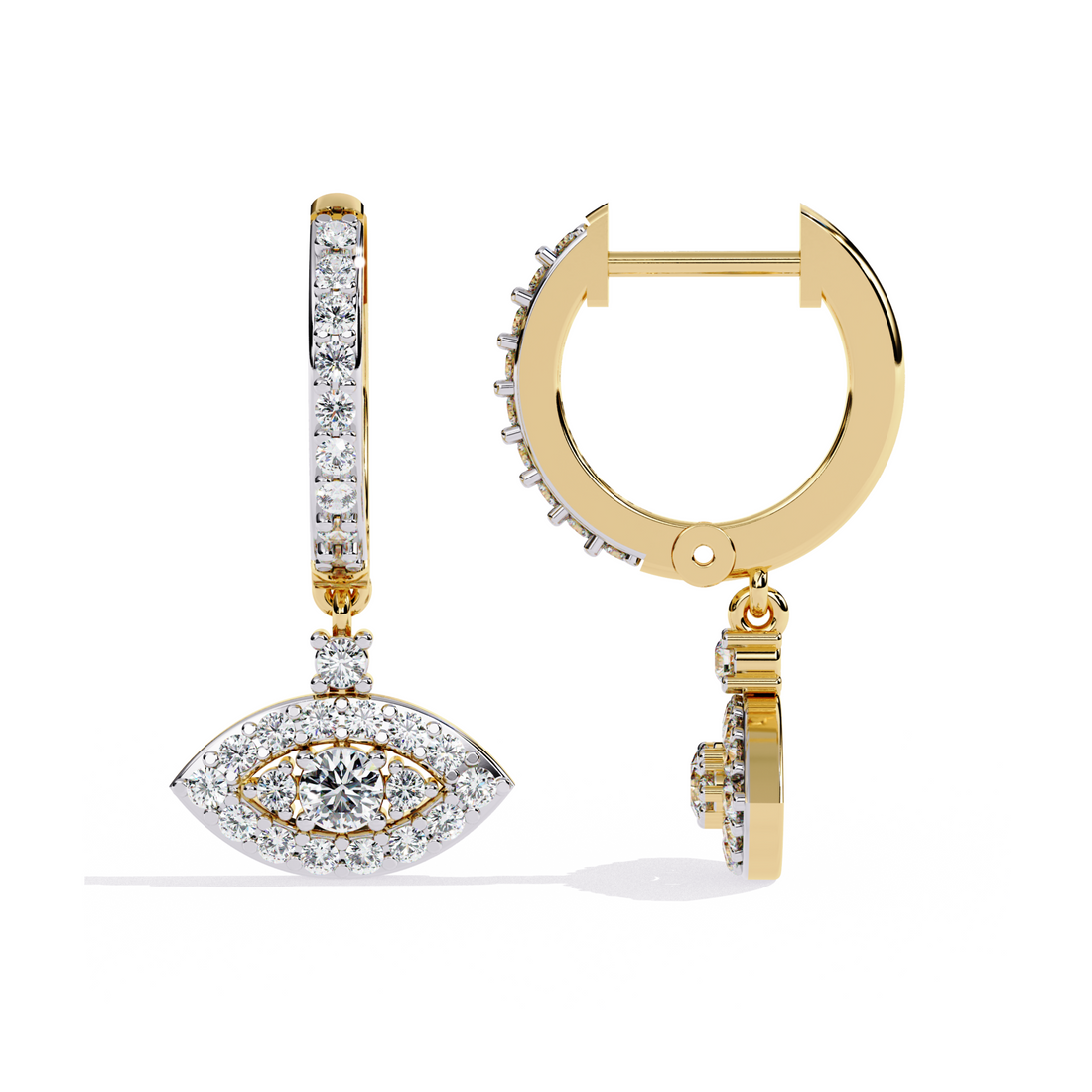 Evil Eye Diamond Hoop Earrings