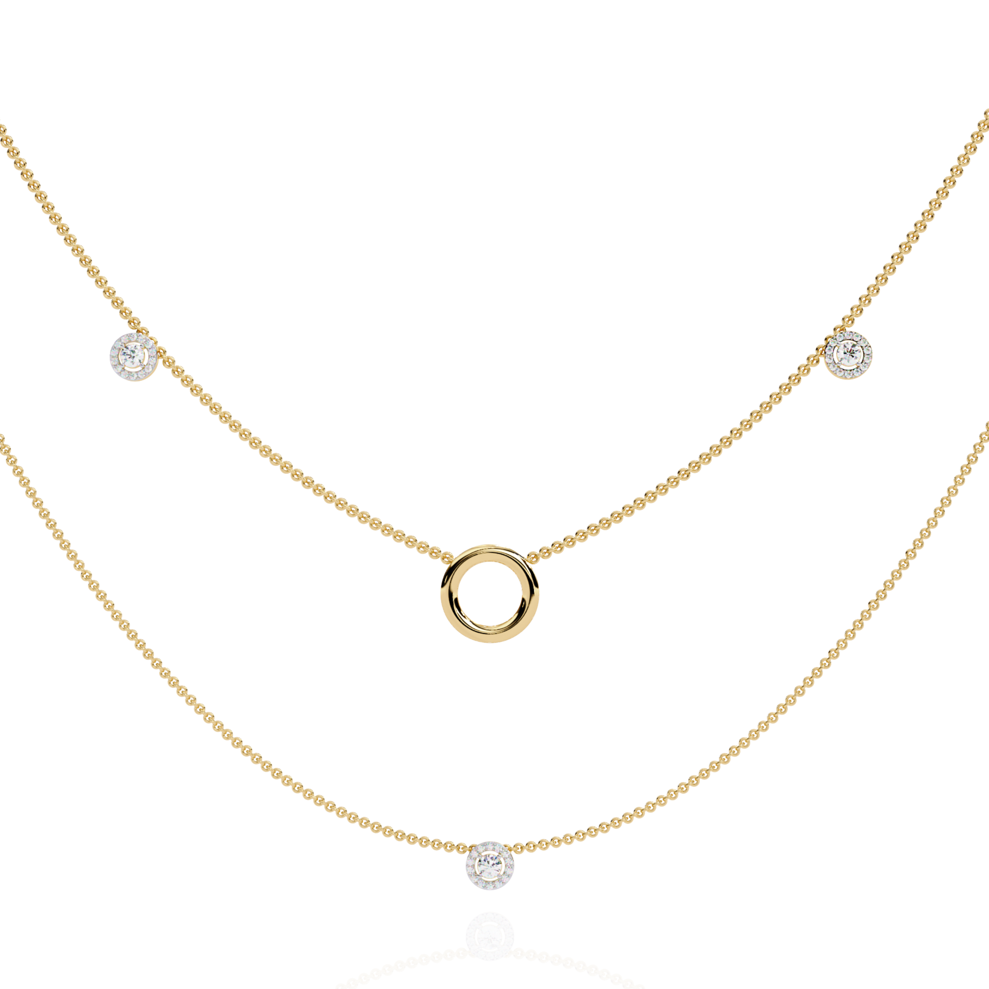 Minimalist Layered Gold Necklace with Diamond Accents