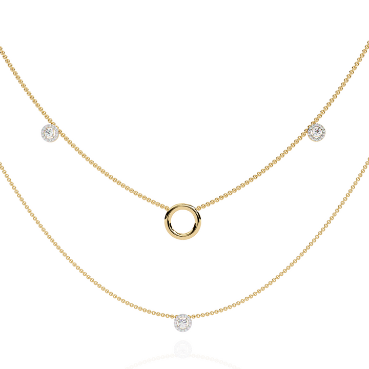 Minimalist Layered Gold Necklace with Diamond Accents