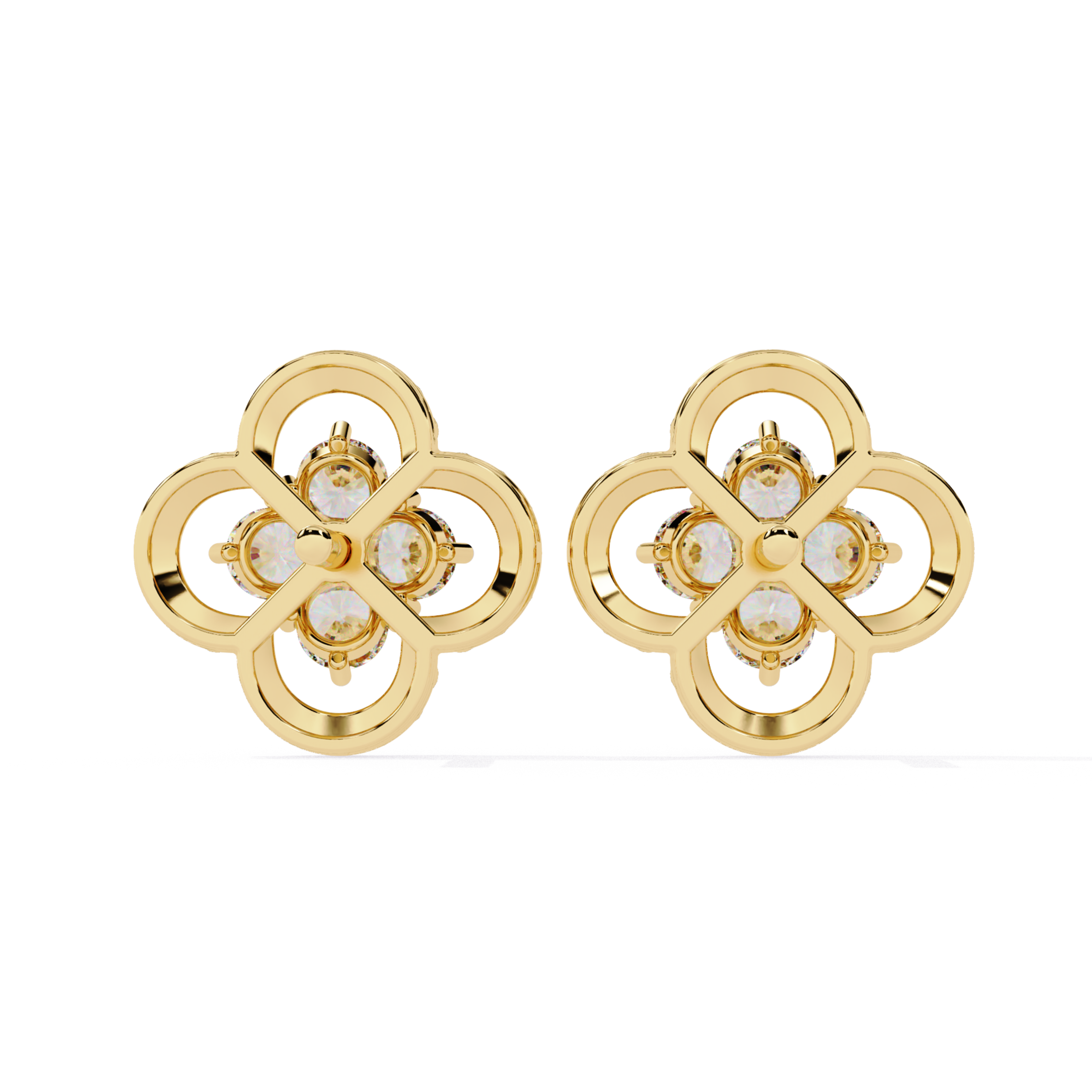 Elegant Floral Diamond Stud Earrings