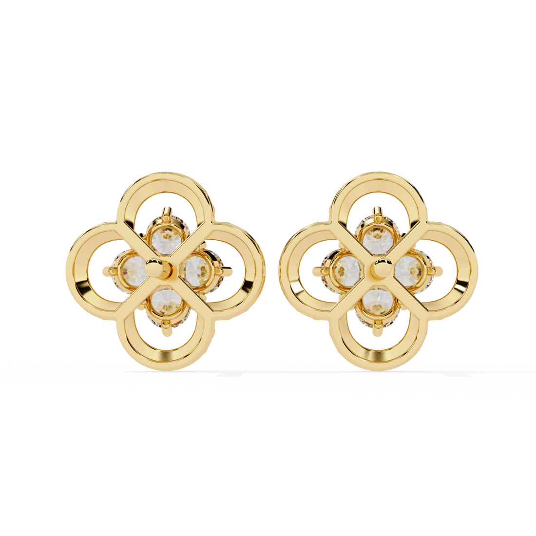 Elegant Floral Diamond Stud Earrings