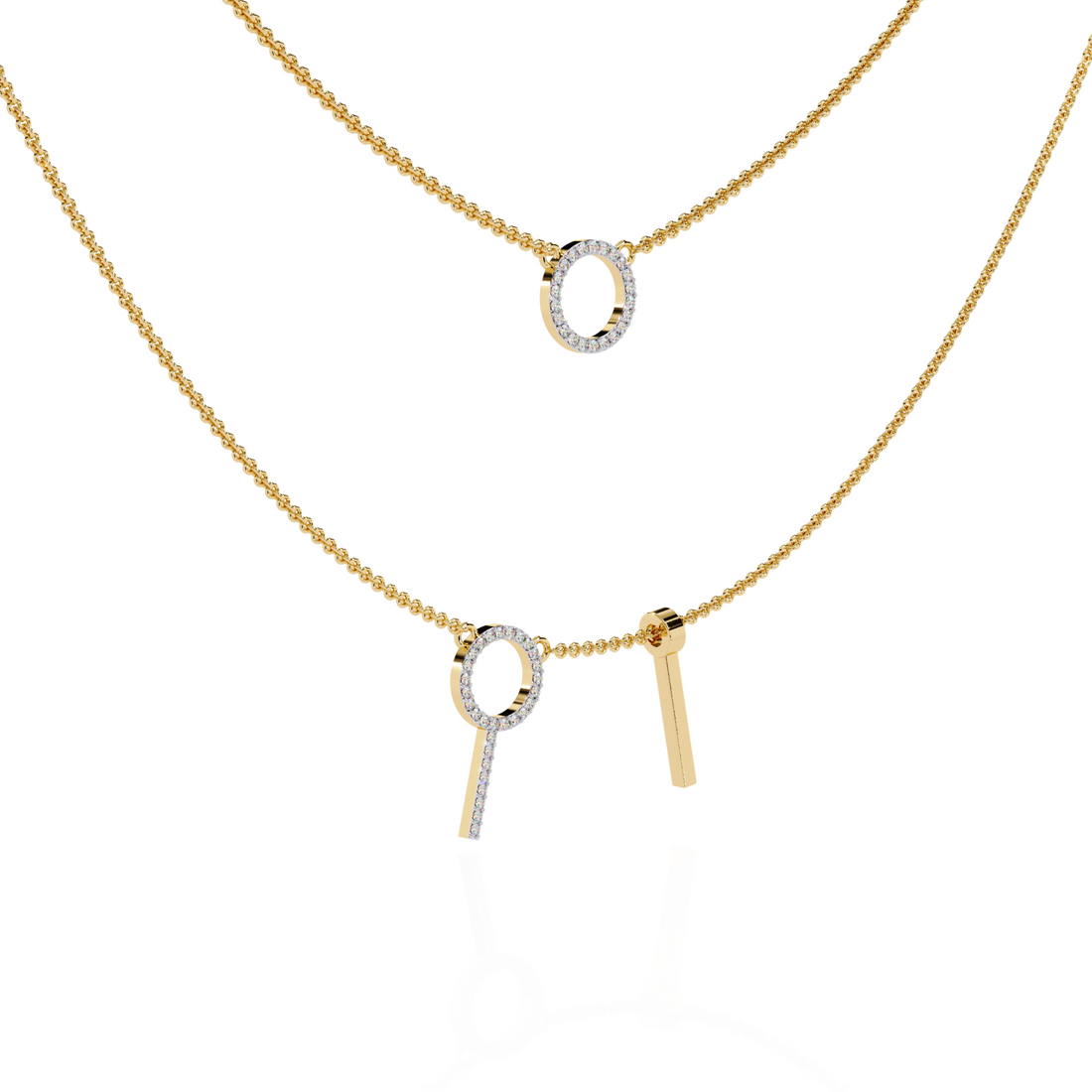 Elegant Dual-Layer Necklace with Geometric Accents