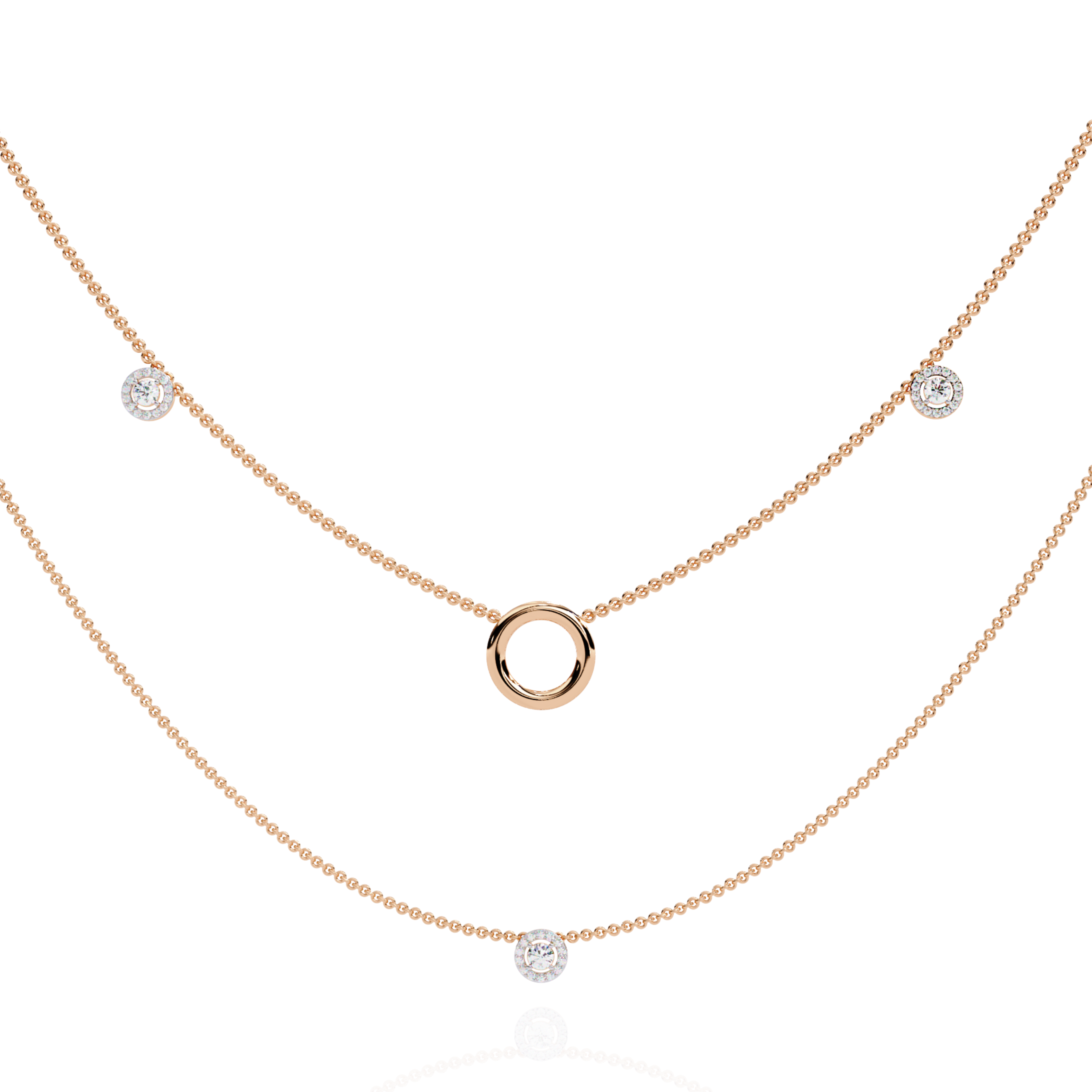 Minimalist Layered Gold Necklace with Diamond Accents