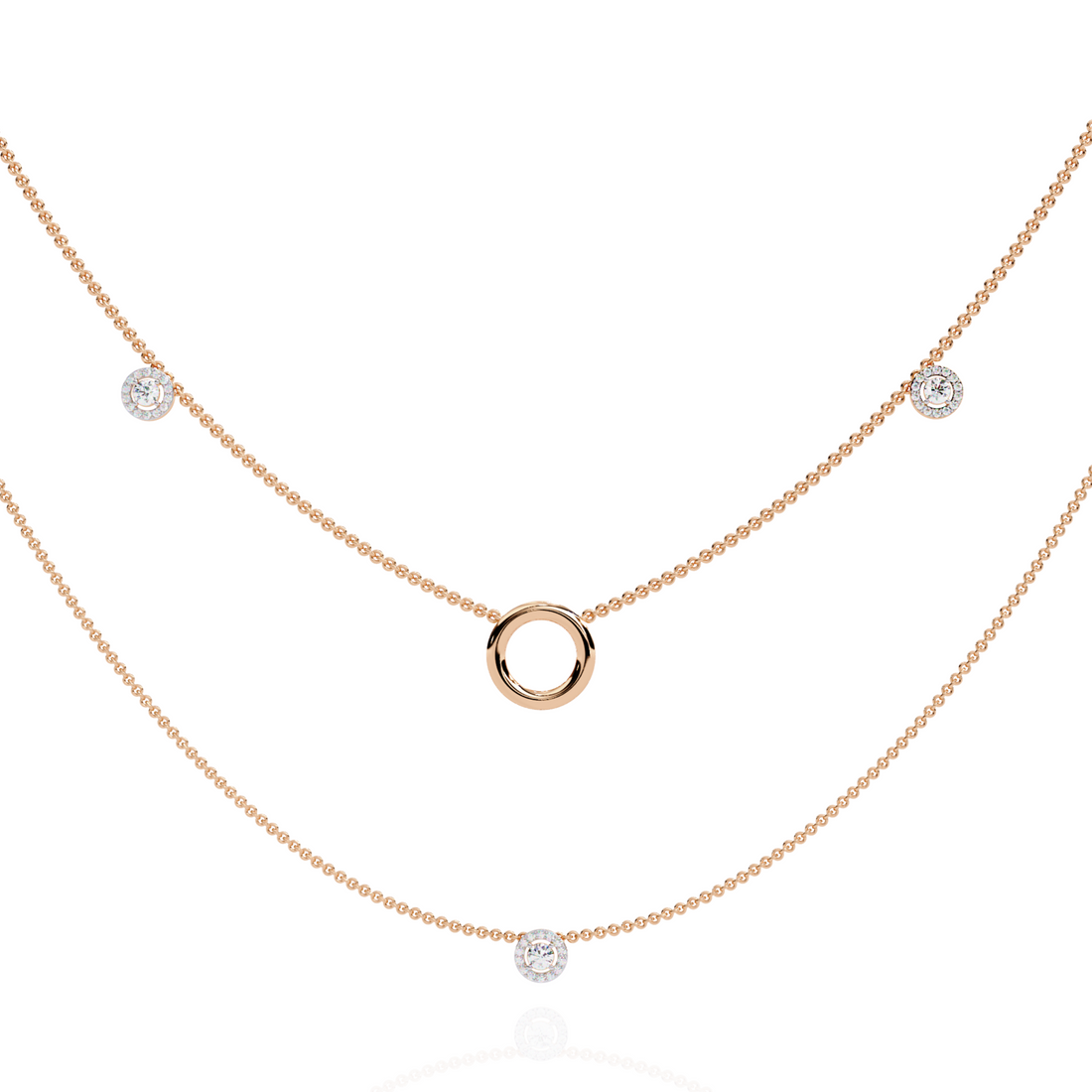 Minimalist Layered Gold Necklace with Diamond Accents