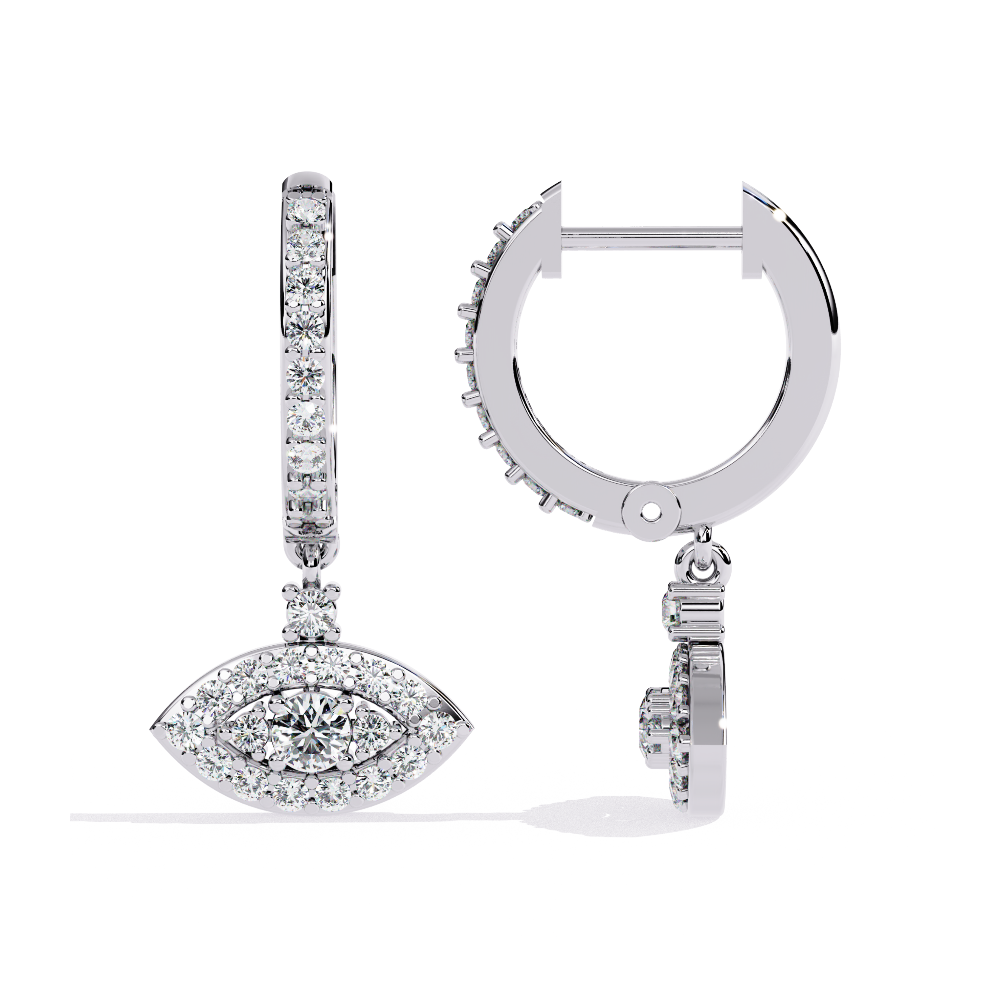 Evil Eye Diamond Hoop Earrings