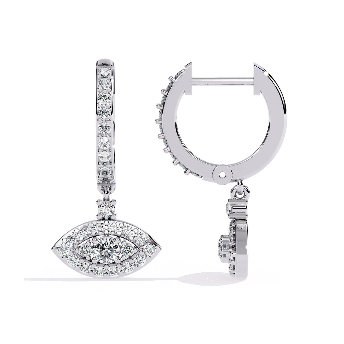 Evil Eye Diamond Hoop Earrings