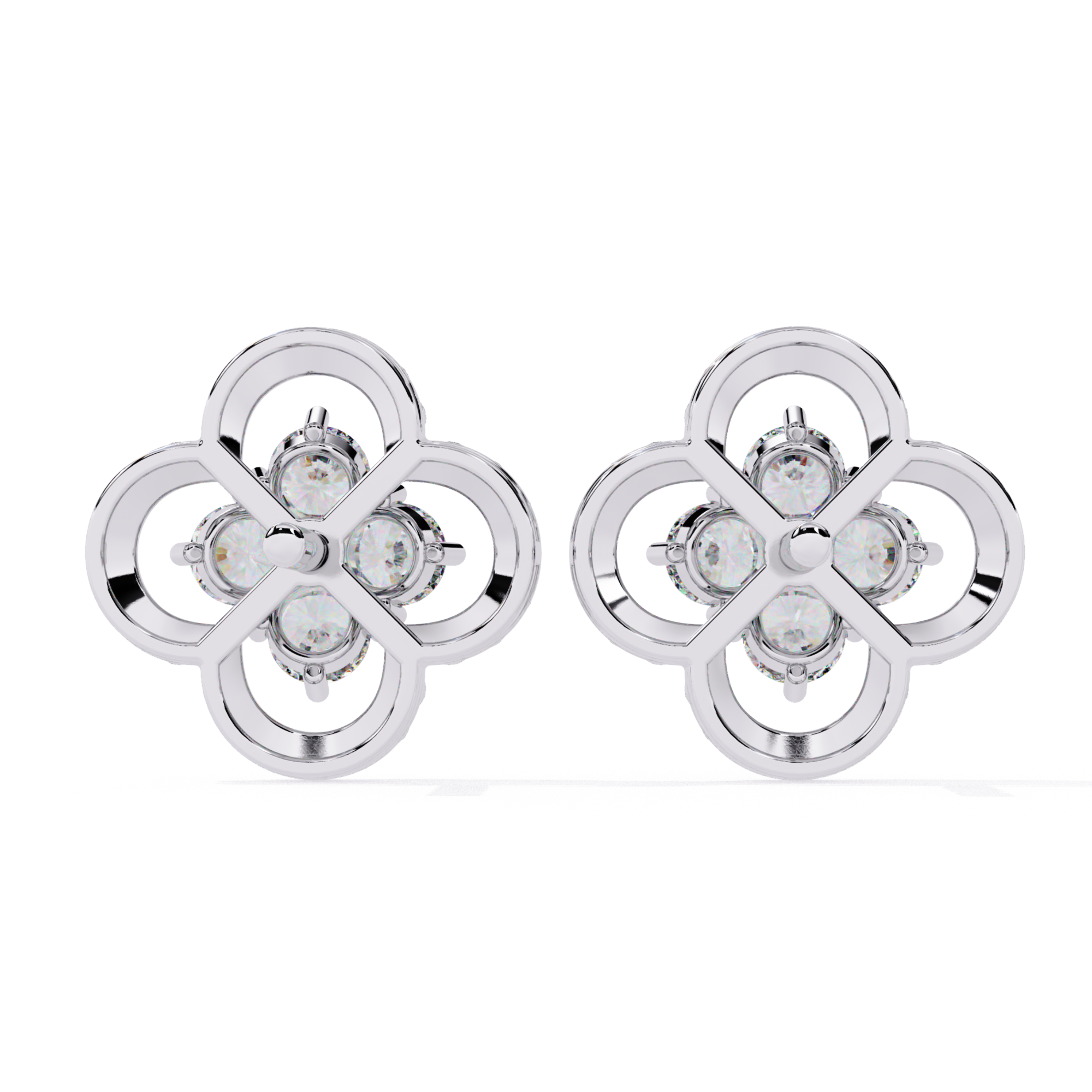 Elegant Floral Diamond Stud Earrings