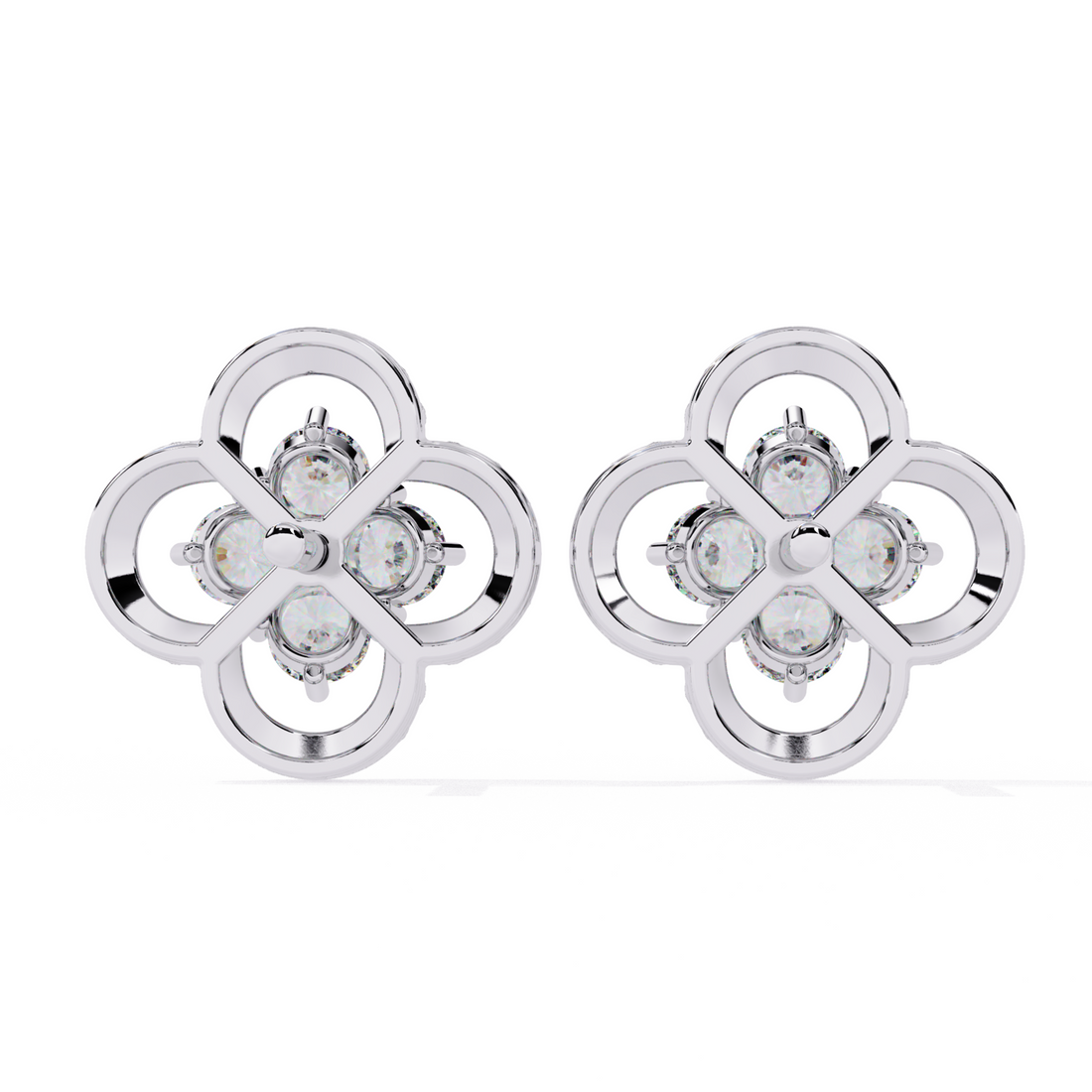 Elegant Floral Diamond Stud Earrings
