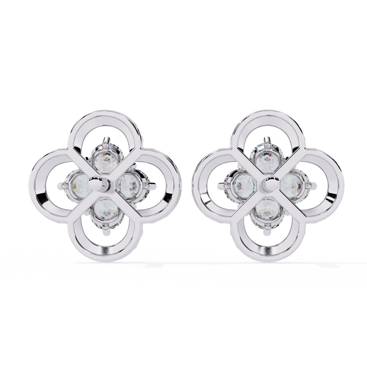 Elegant Floral Diamond Stud Earrings