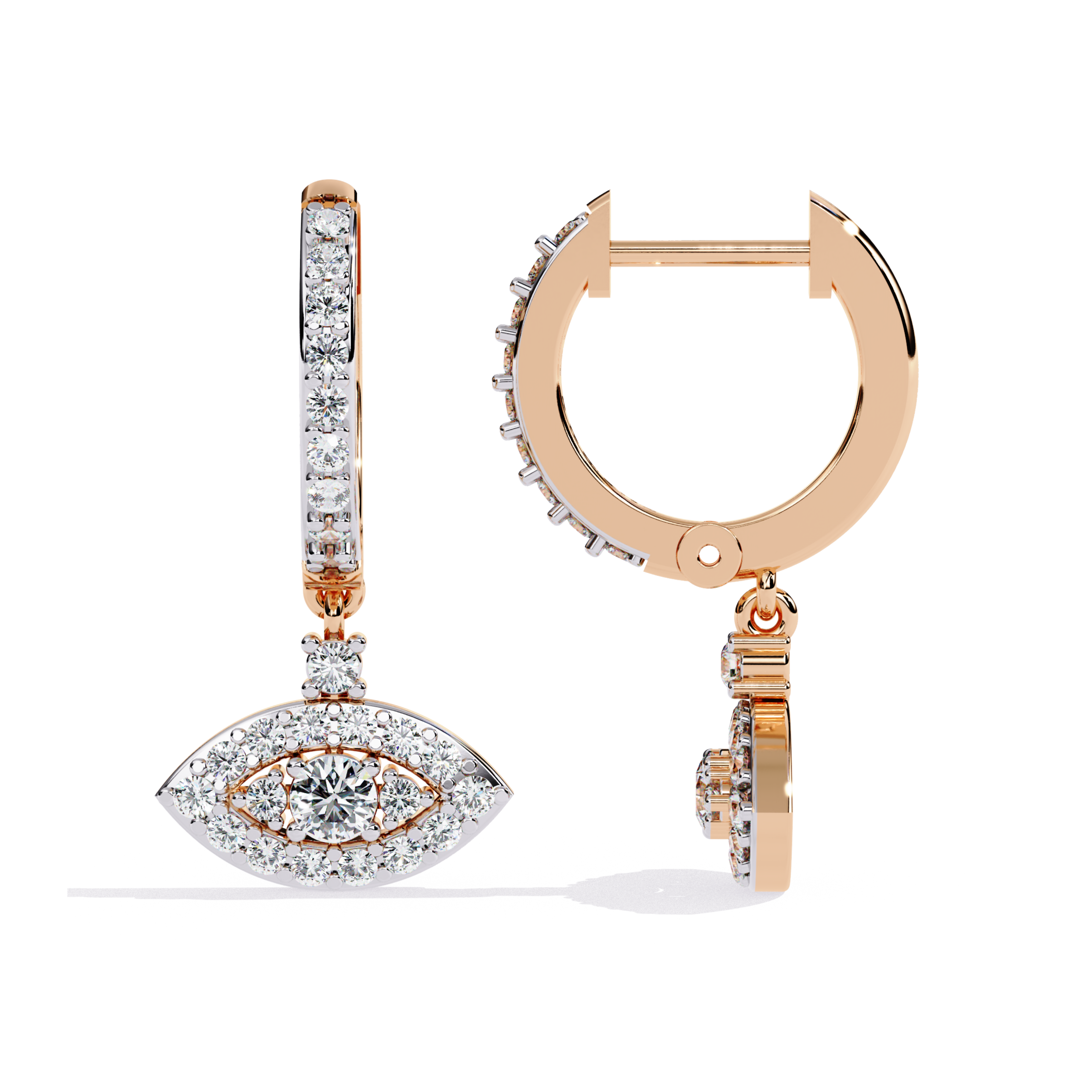 Evil Eye Diamond Hoop Earrings