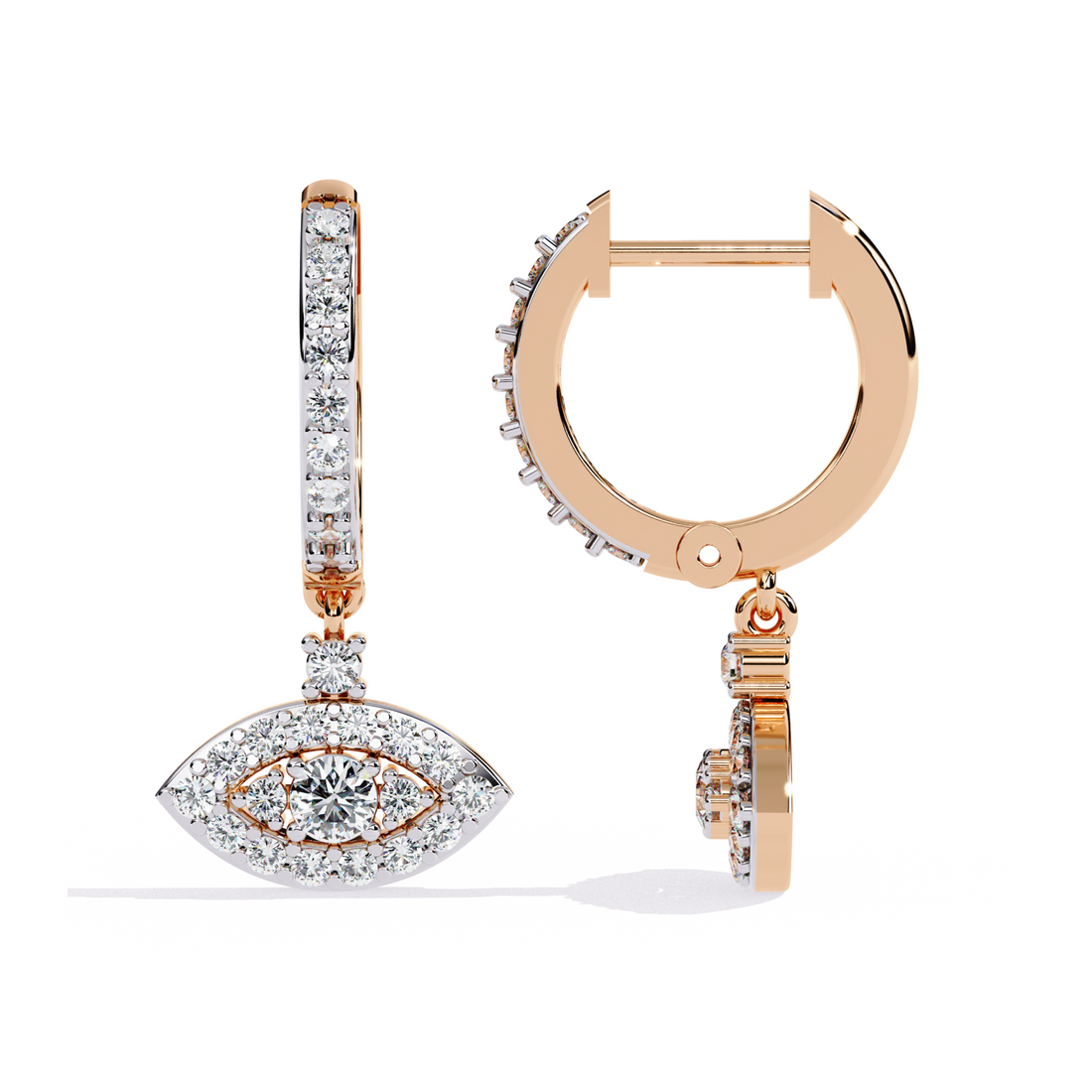 Evil Eye Diamond Hoop Earrings