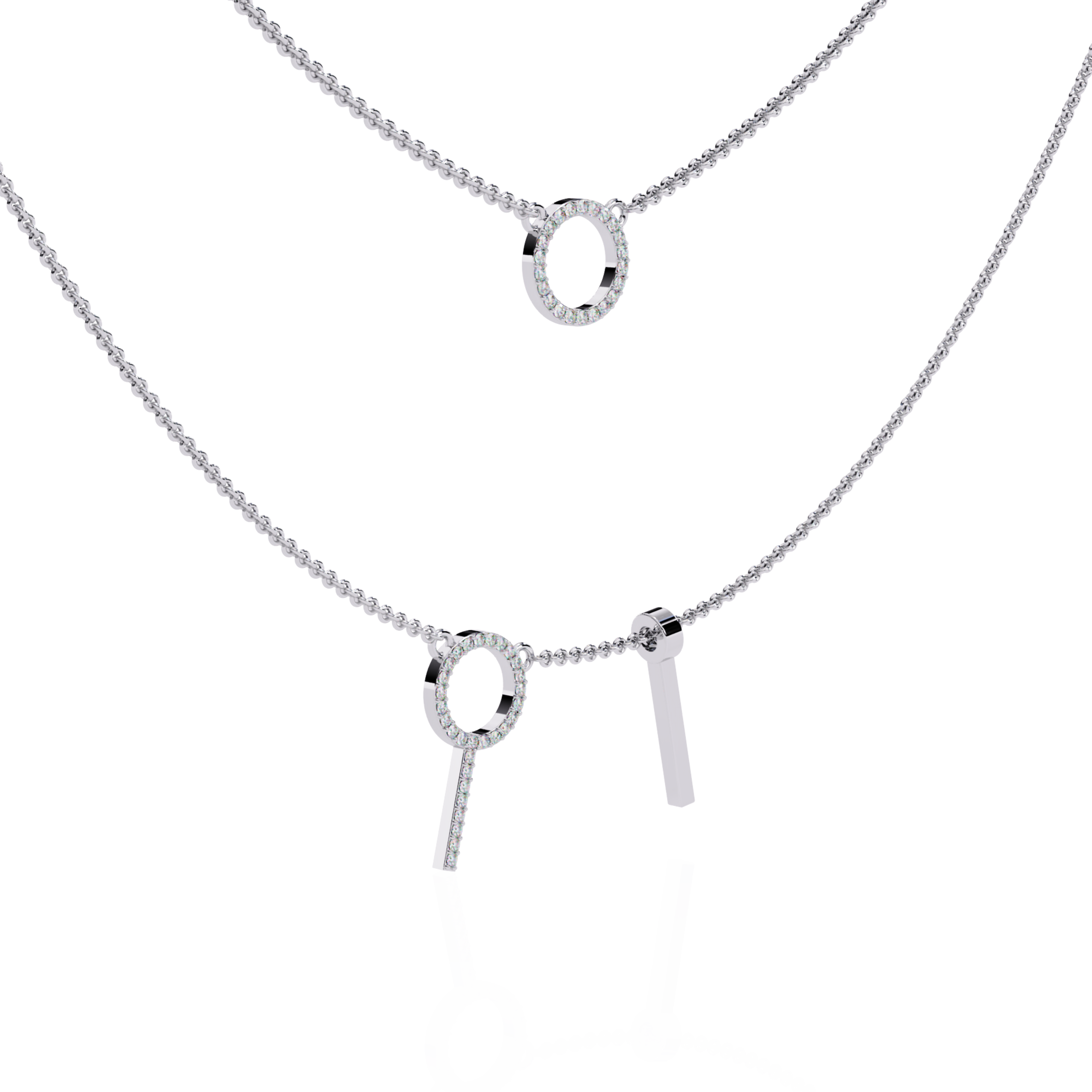 Elegant Dual-Layer Necklace with Geometric Accents