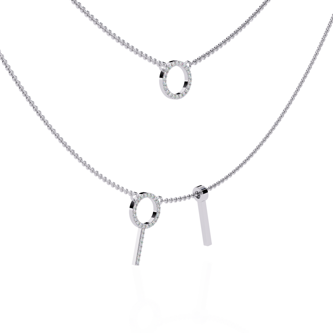Elegant Dual-Layer Necklace with Geometric Accents
