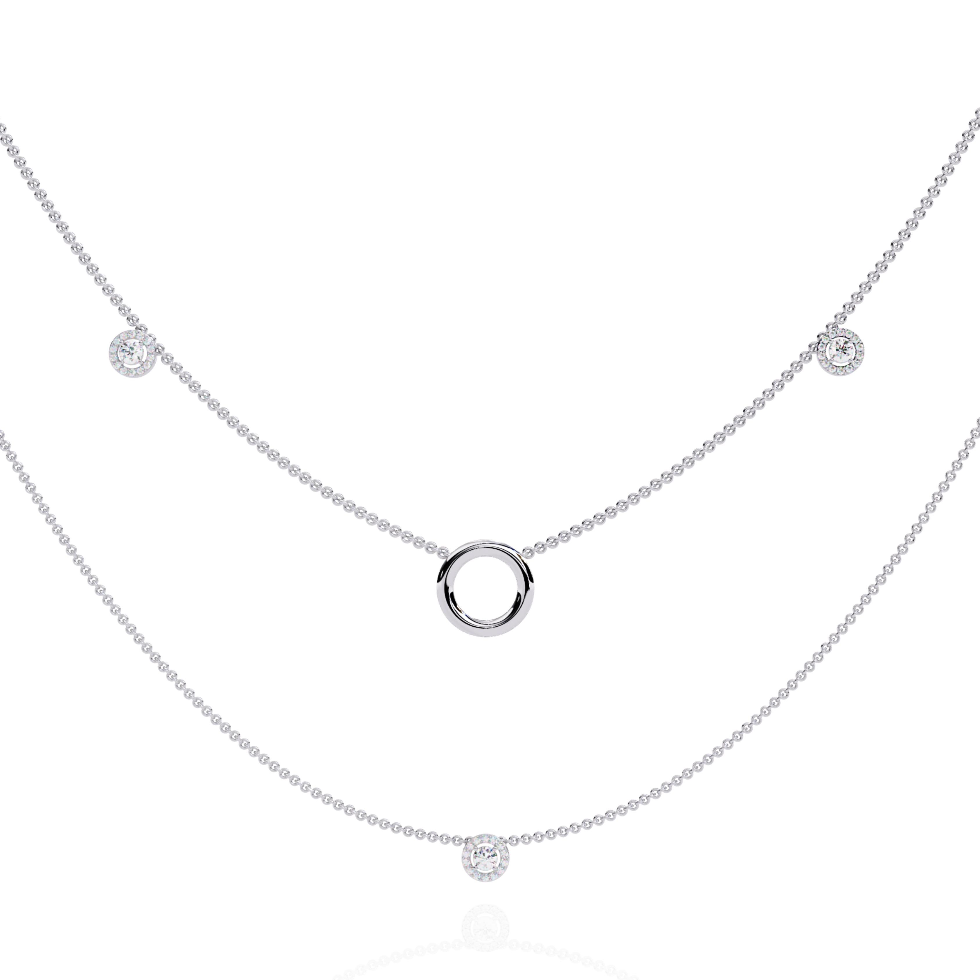 Minimalist Layered Gold Necklace with Diamond Accents