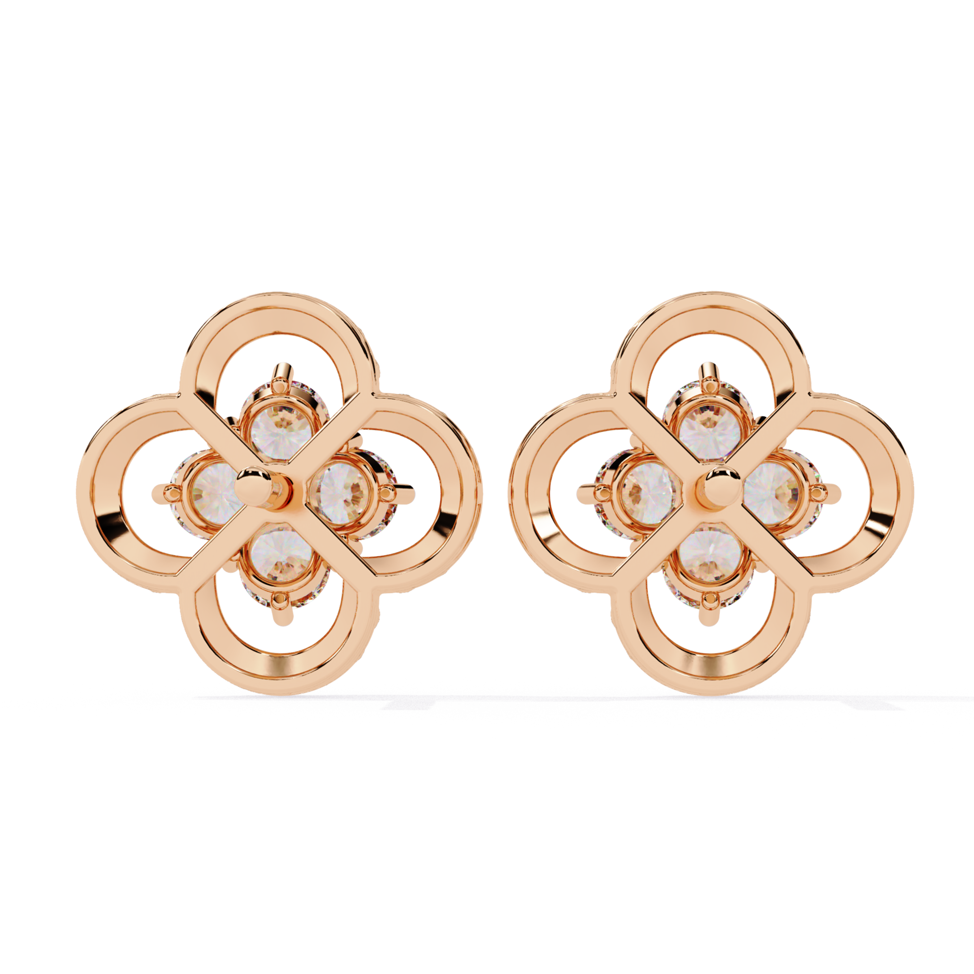 Elegant Floral Diamond Stud Earrings