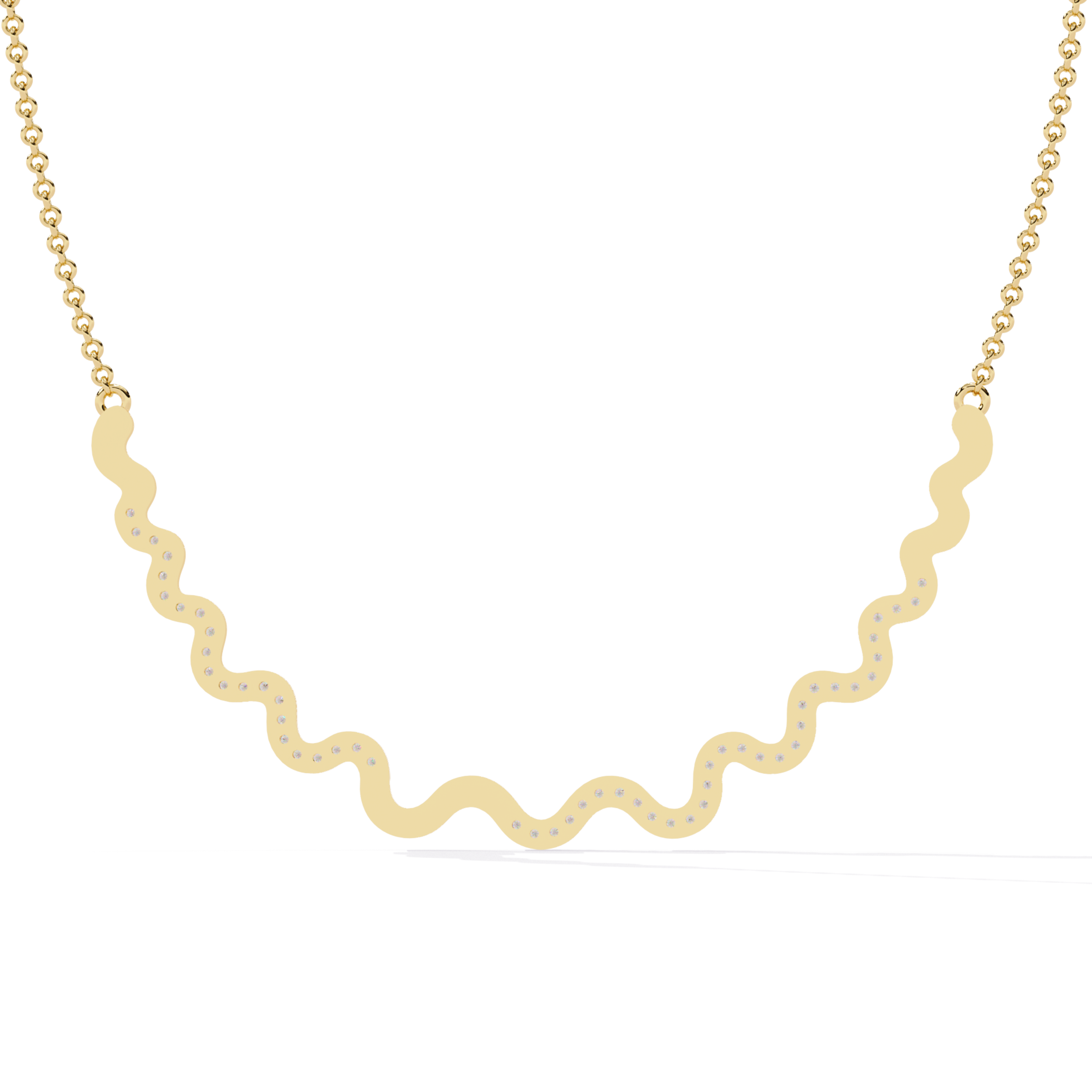 Wavy Gold Diamond Necklace