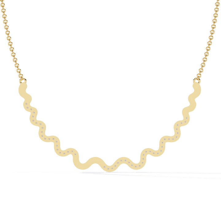 Wavy Gold Diamond Necklace
