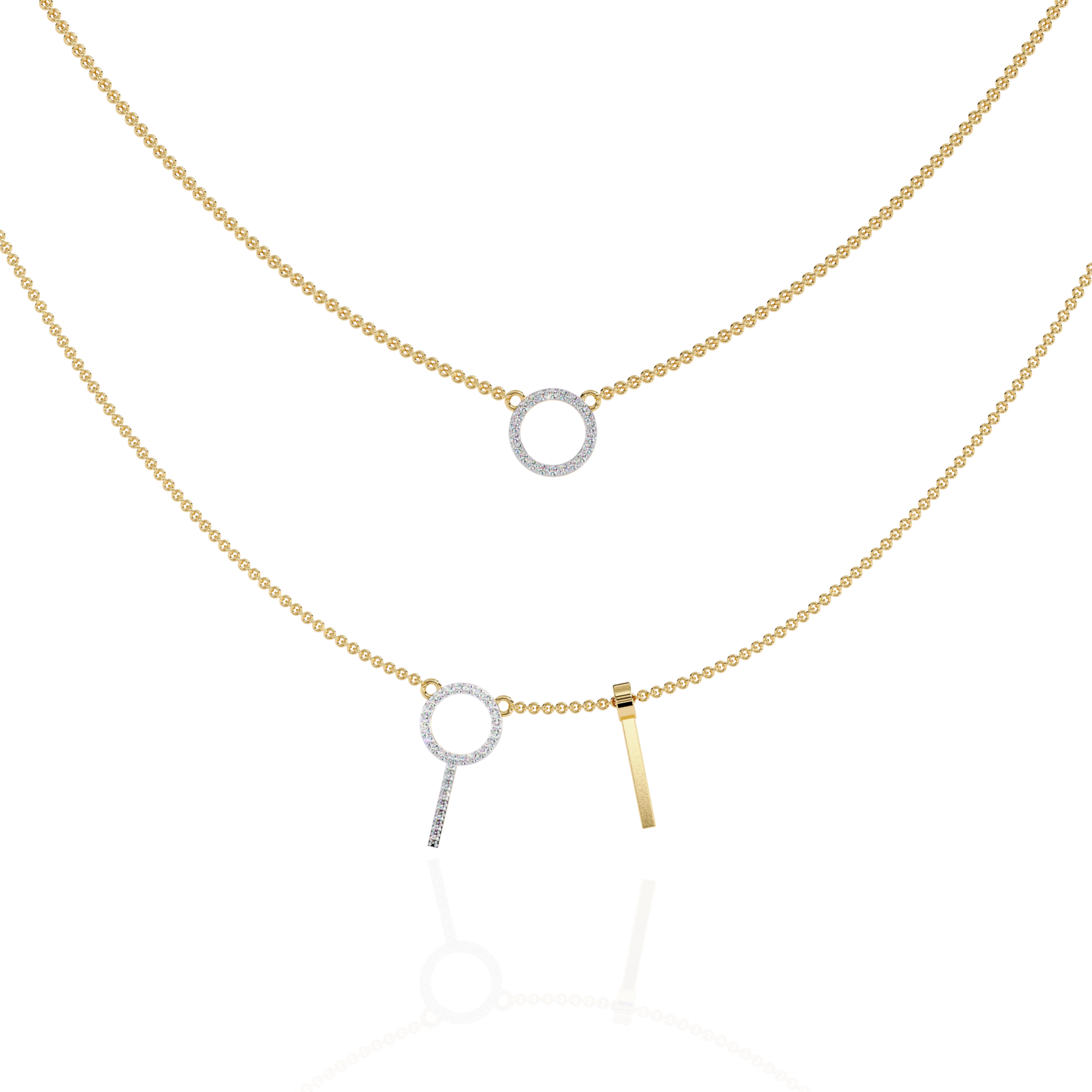 Elegant Dual-Layer Necklace with Geometric Accents