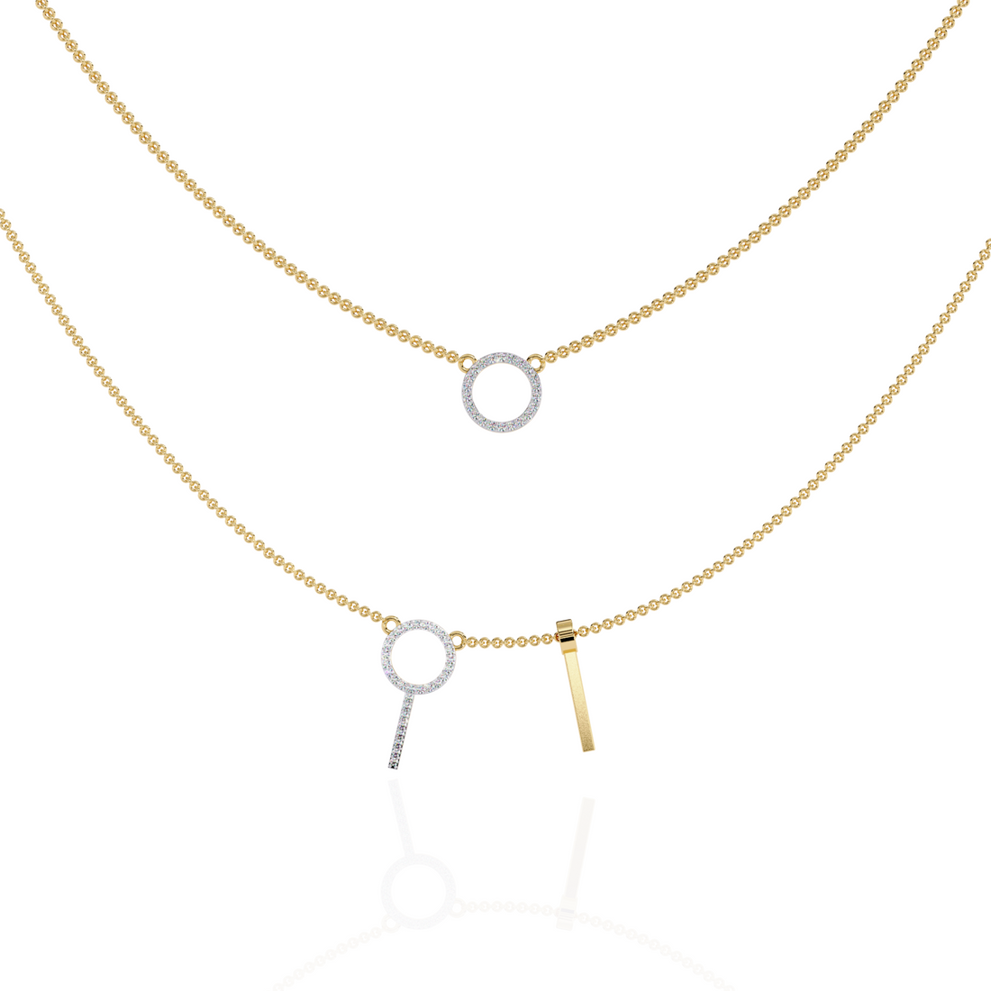 Elegant Dual-Layer Necklace with Geometric Accents