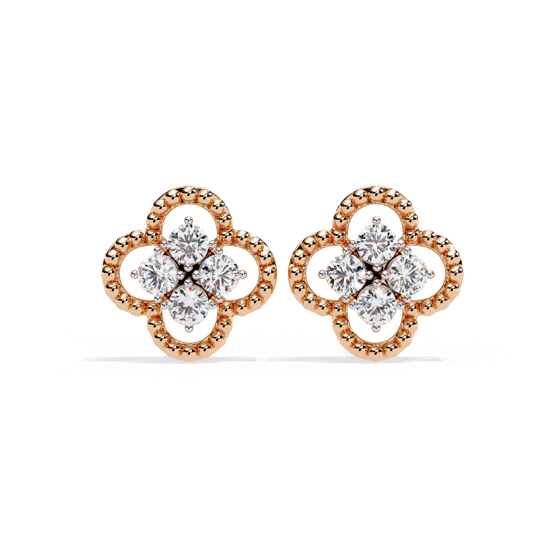 Elegant Floral Diamond Stud Earrings