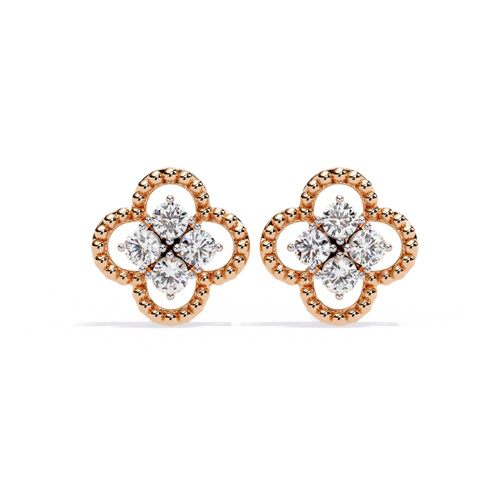 Elegant Floral Diamond Stud Earrings