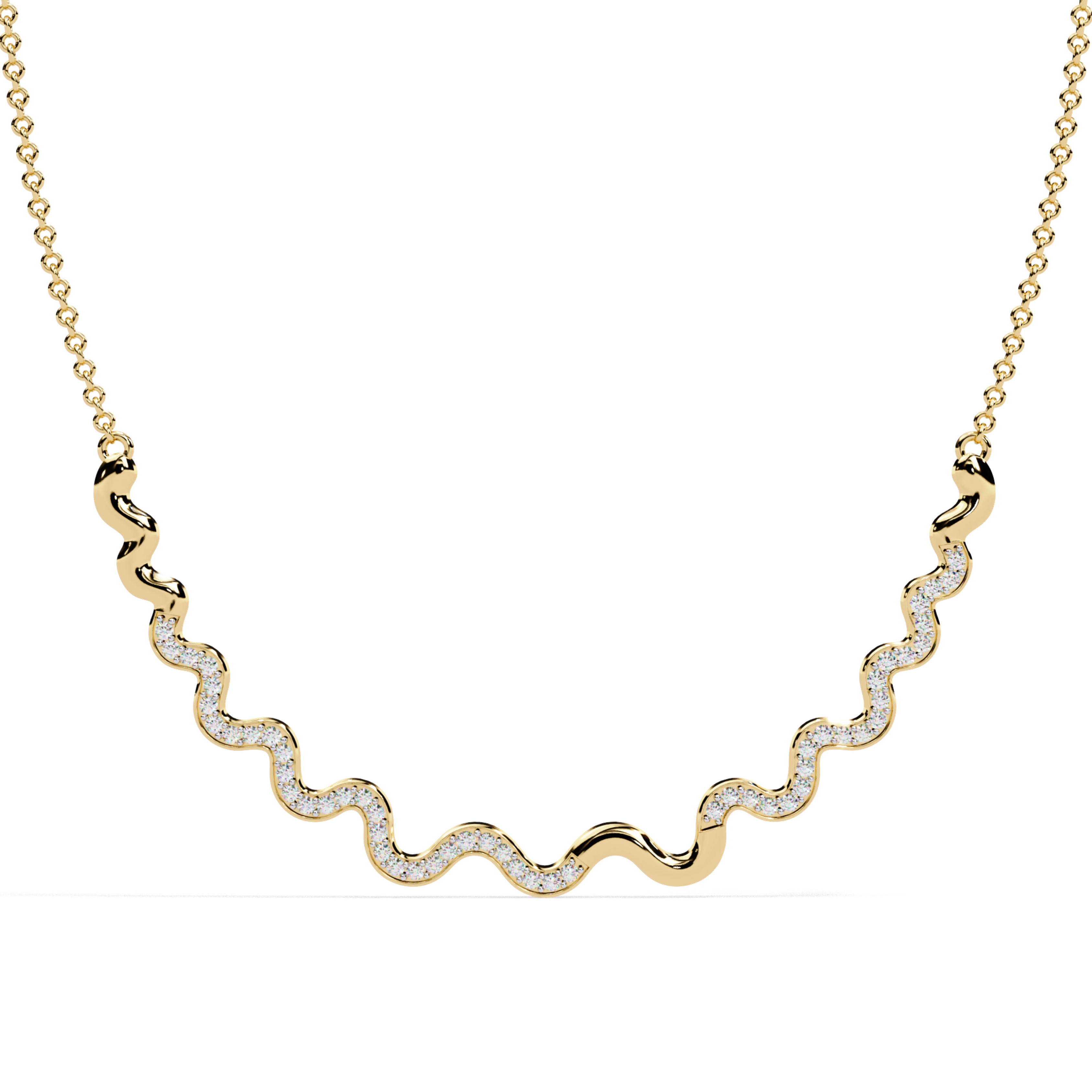 Wavy Gold Diamond Necklace