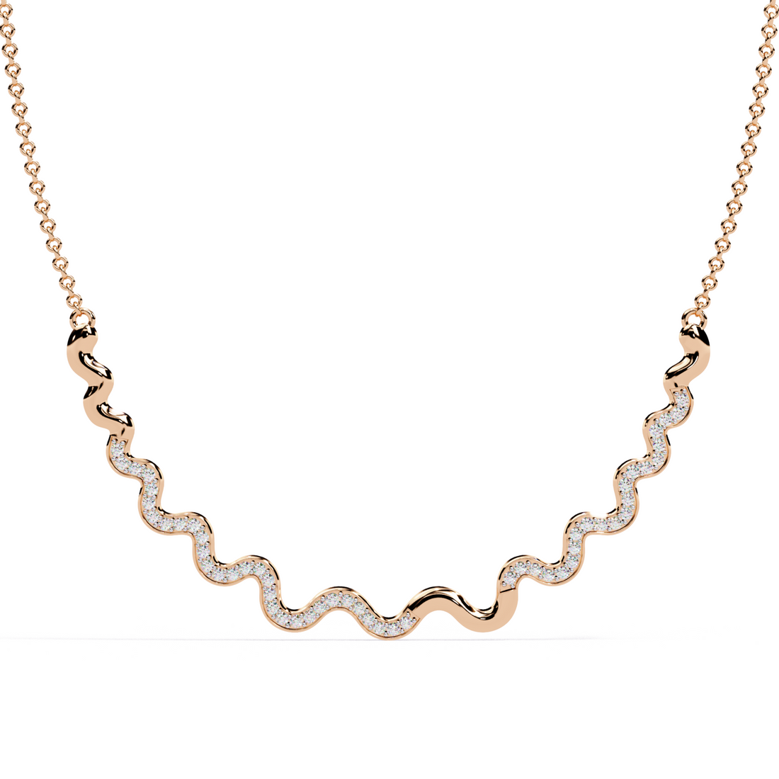 Wavy Gold Diamond Necklace