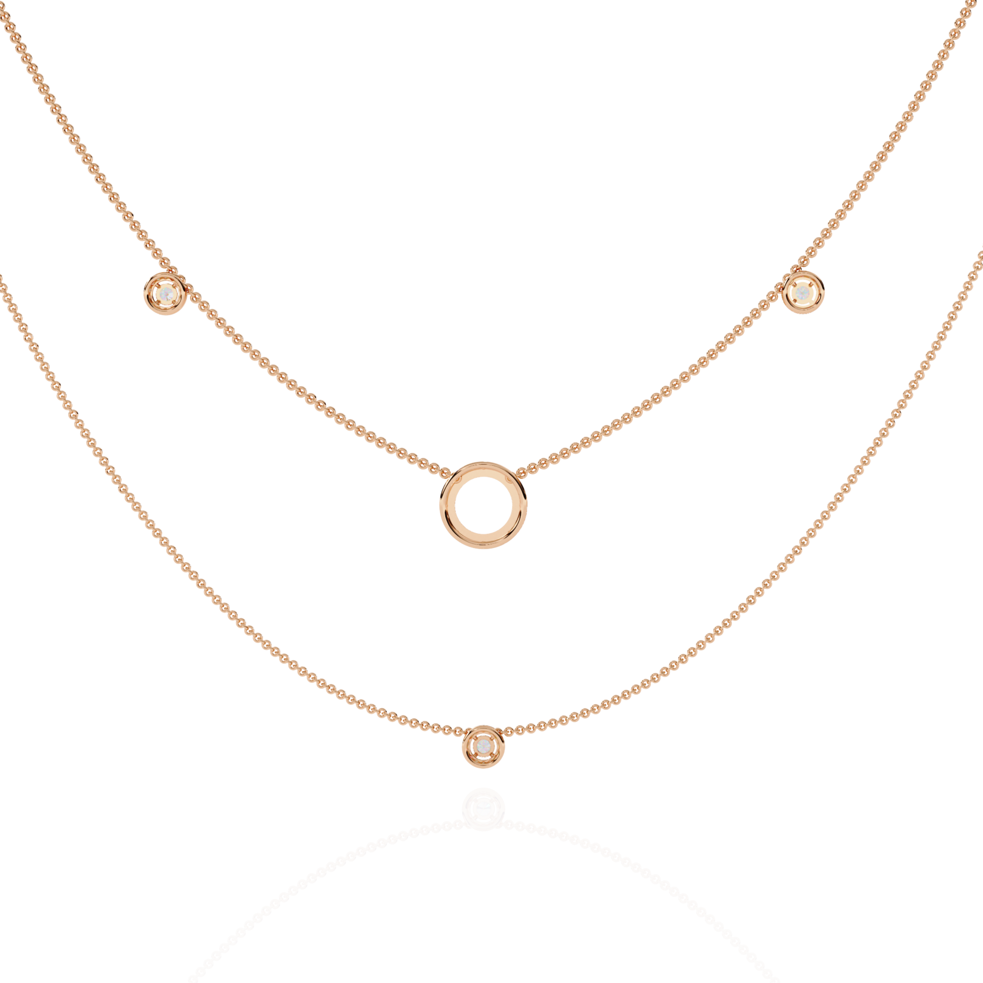 Minimalist Layered Gold Necklace with Diamond Accents