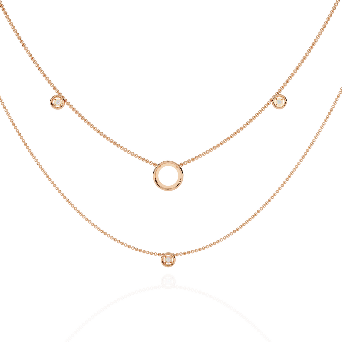Minimalist Layered Gold Necklace with Diamond Accents