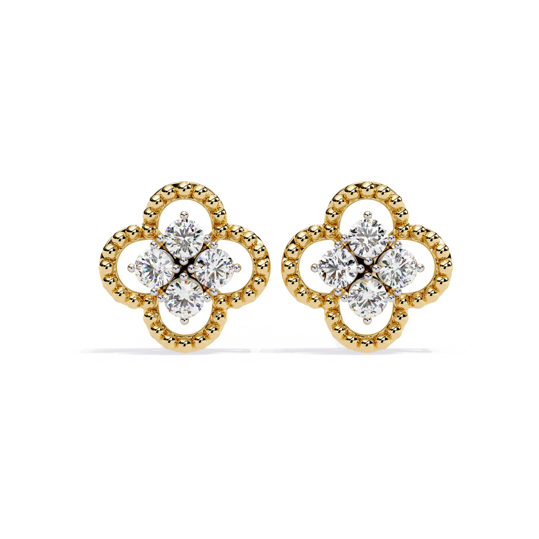 Elegant Floral Diamond Stud Earrings