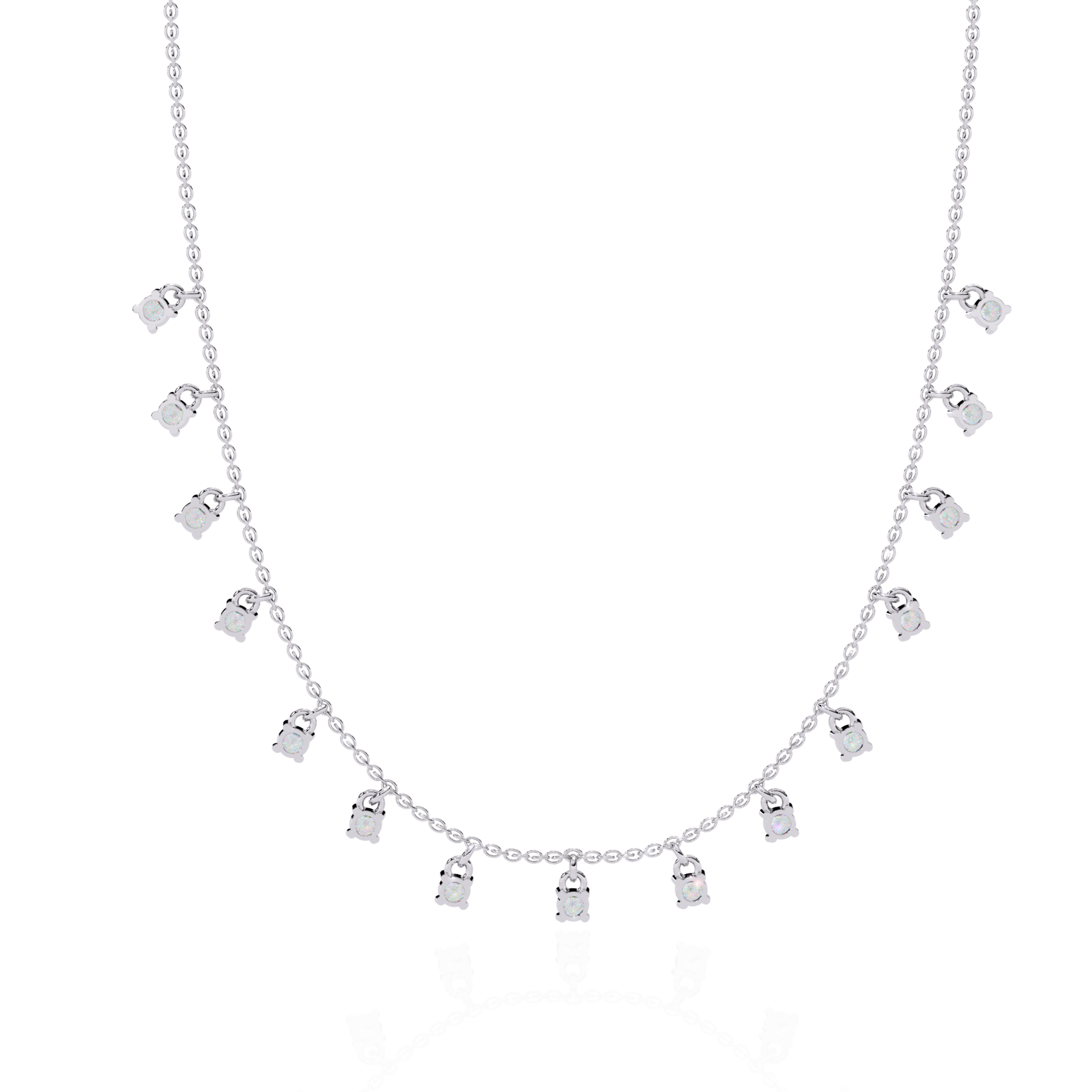 Delicate Choker with Opal Charm Drops