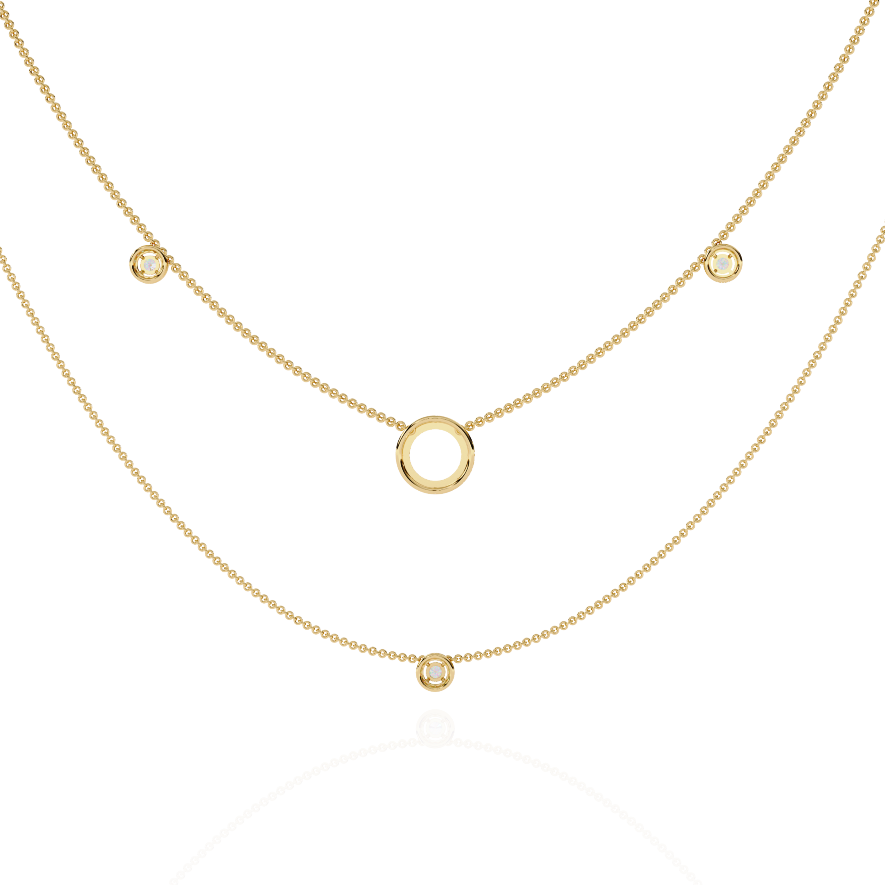 Minimalist Layered Gold Necklace with Diamond Accents