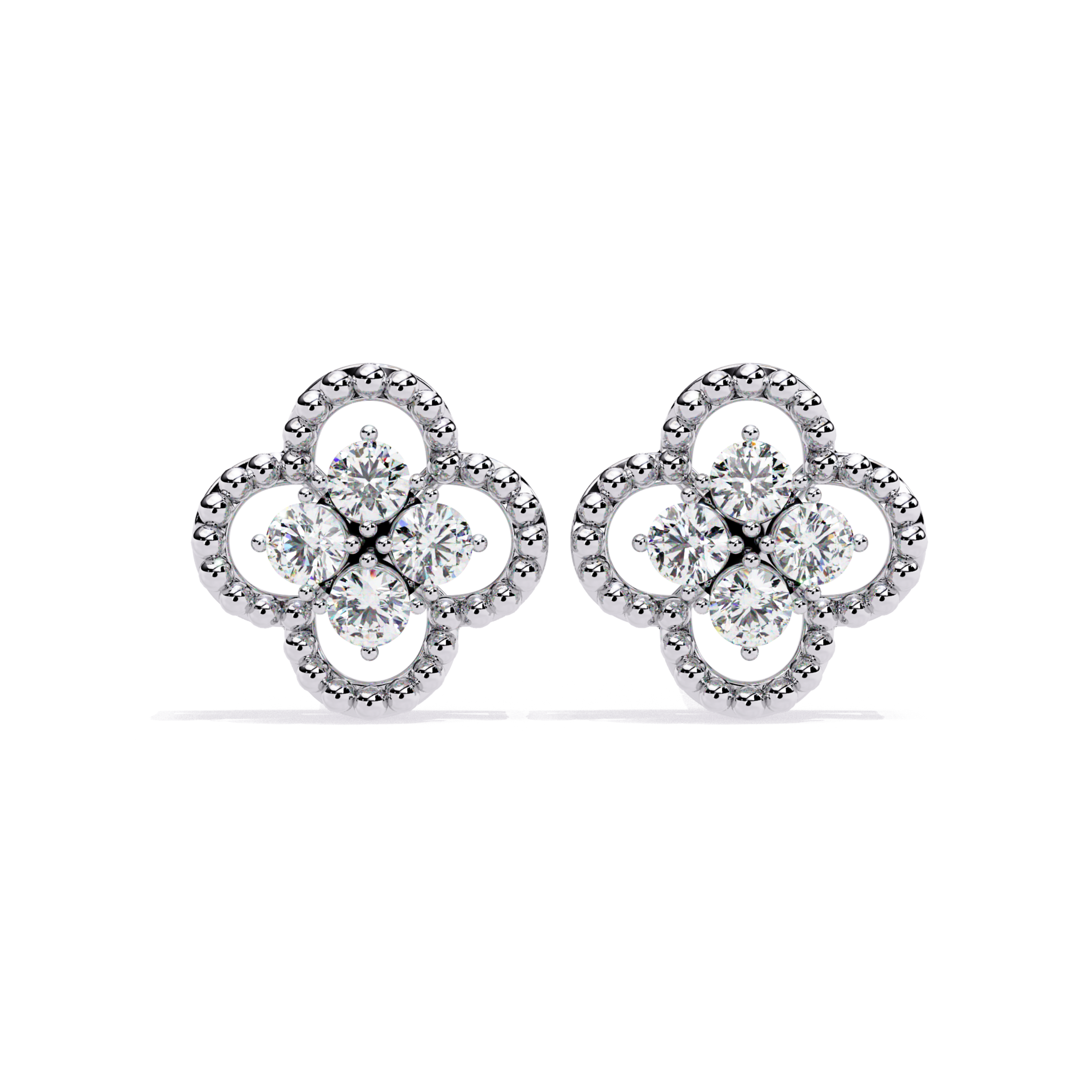 Elegant Floral Diamond Stud Earrings