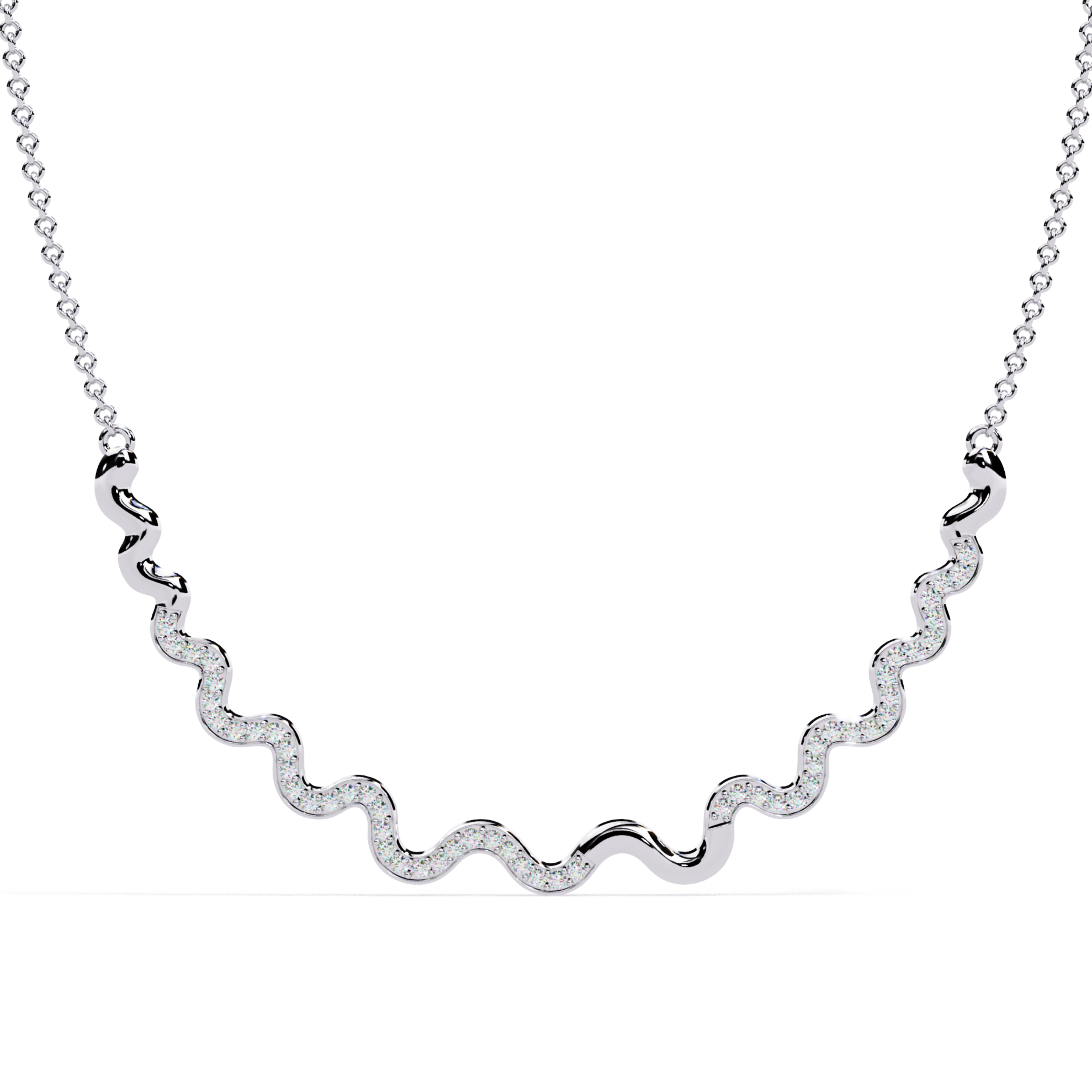 Wavy Gold Diamond Necklace