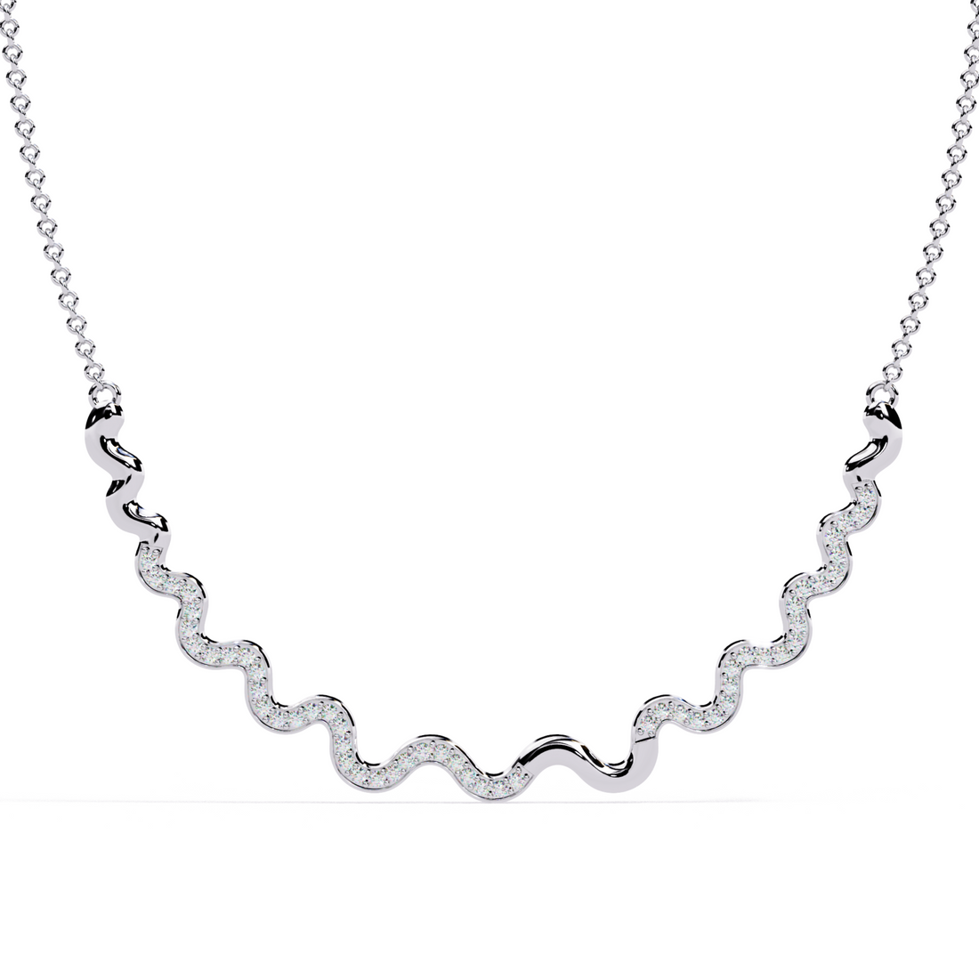 Wavy Gold Diamond Necklace