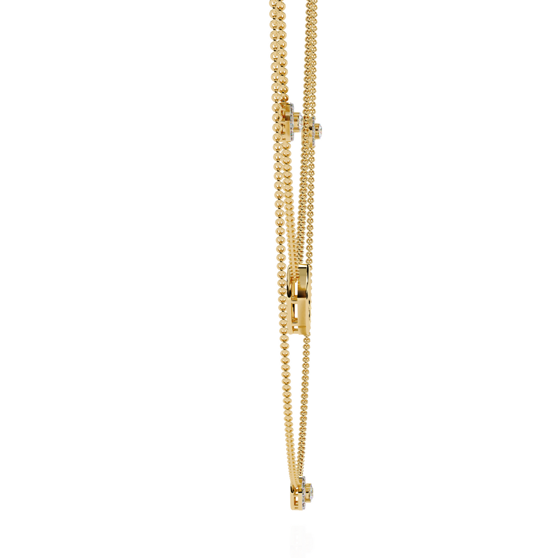 Minimalist Layered Gold Necklace with Diamond Accents