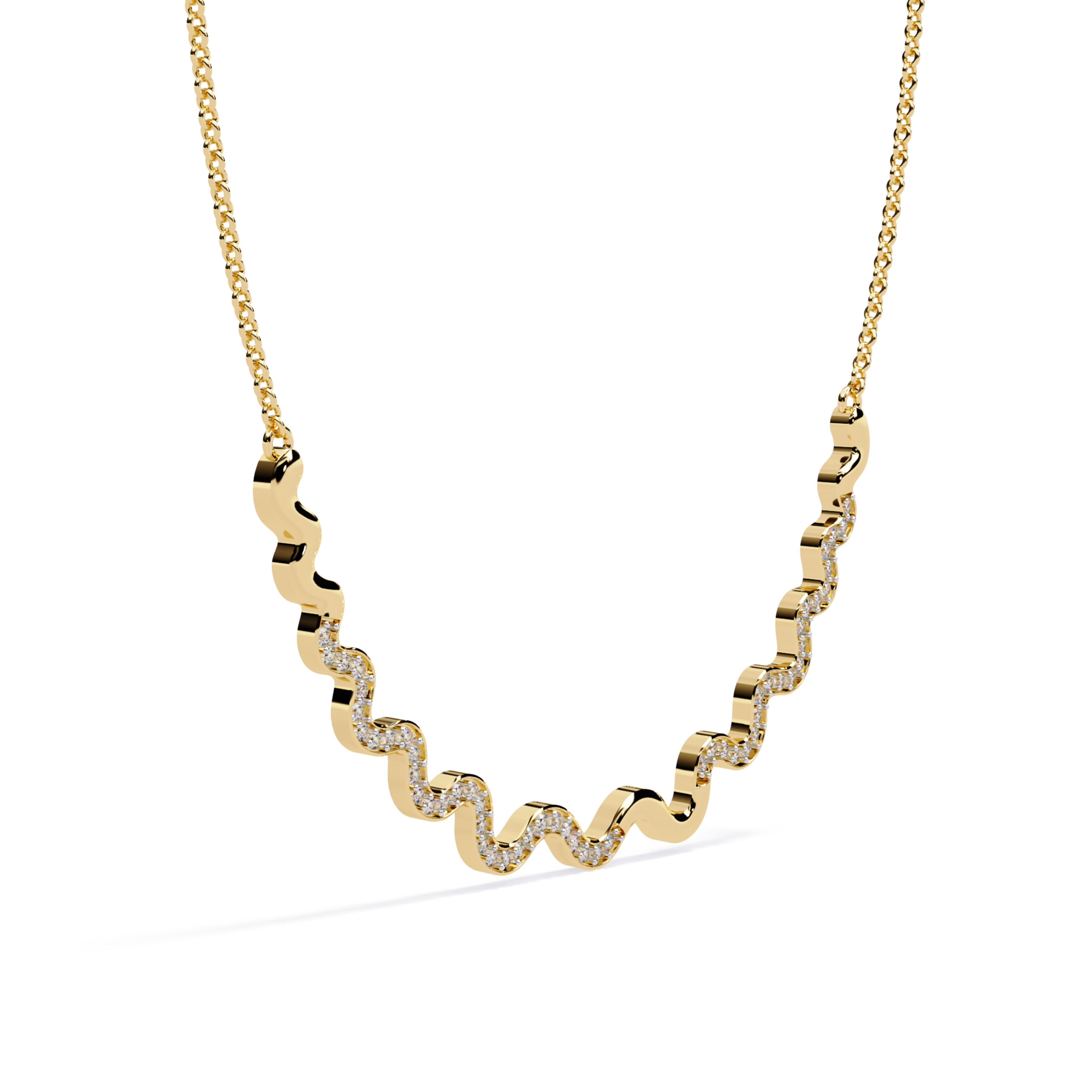 Wavy Gold Diamond Necklace