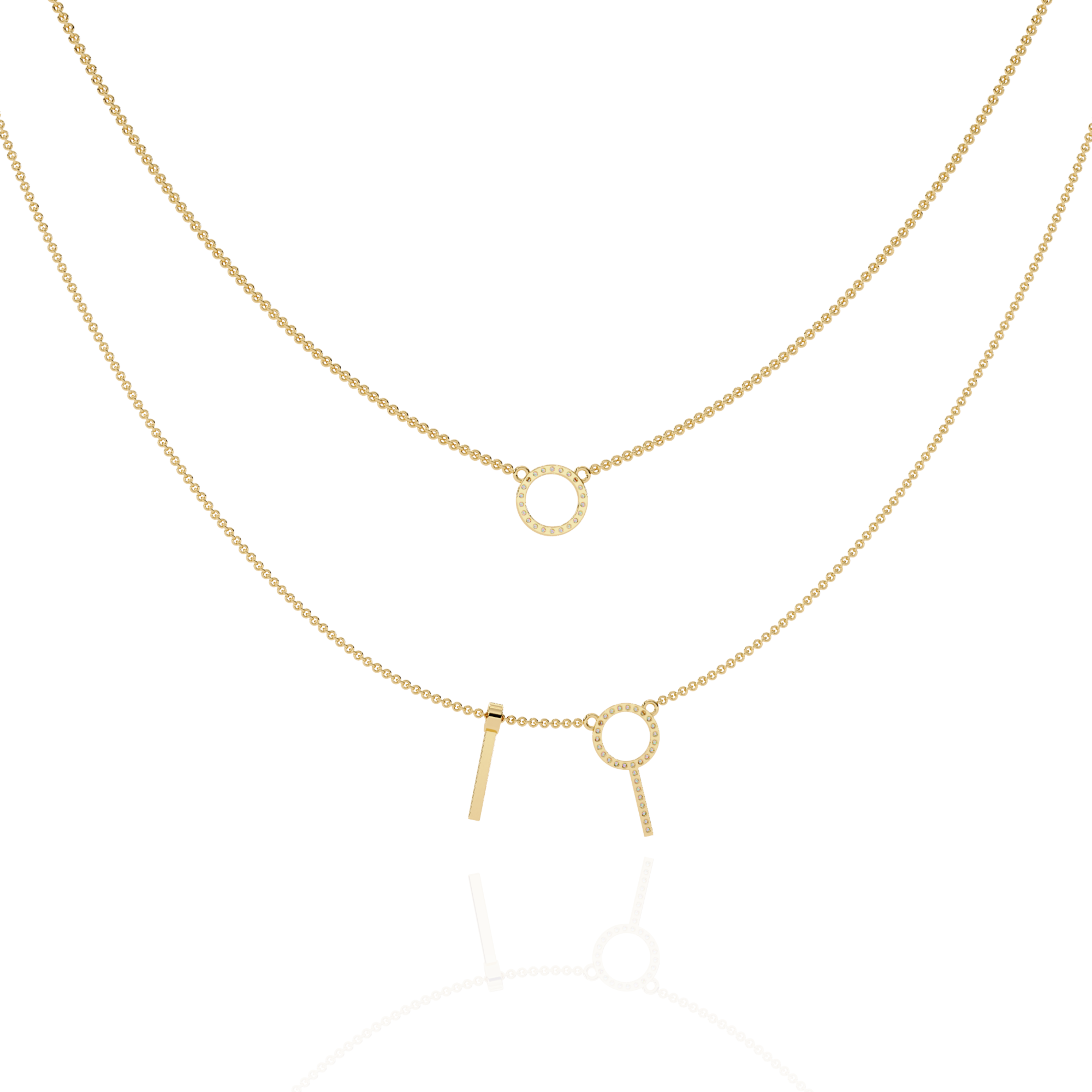 Elegant Dual-Layer Necklace with Geometric Accents