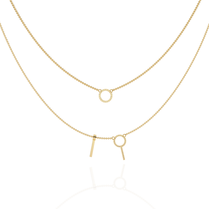 Elegant Dual-Layer Necklace with Geometric Accents