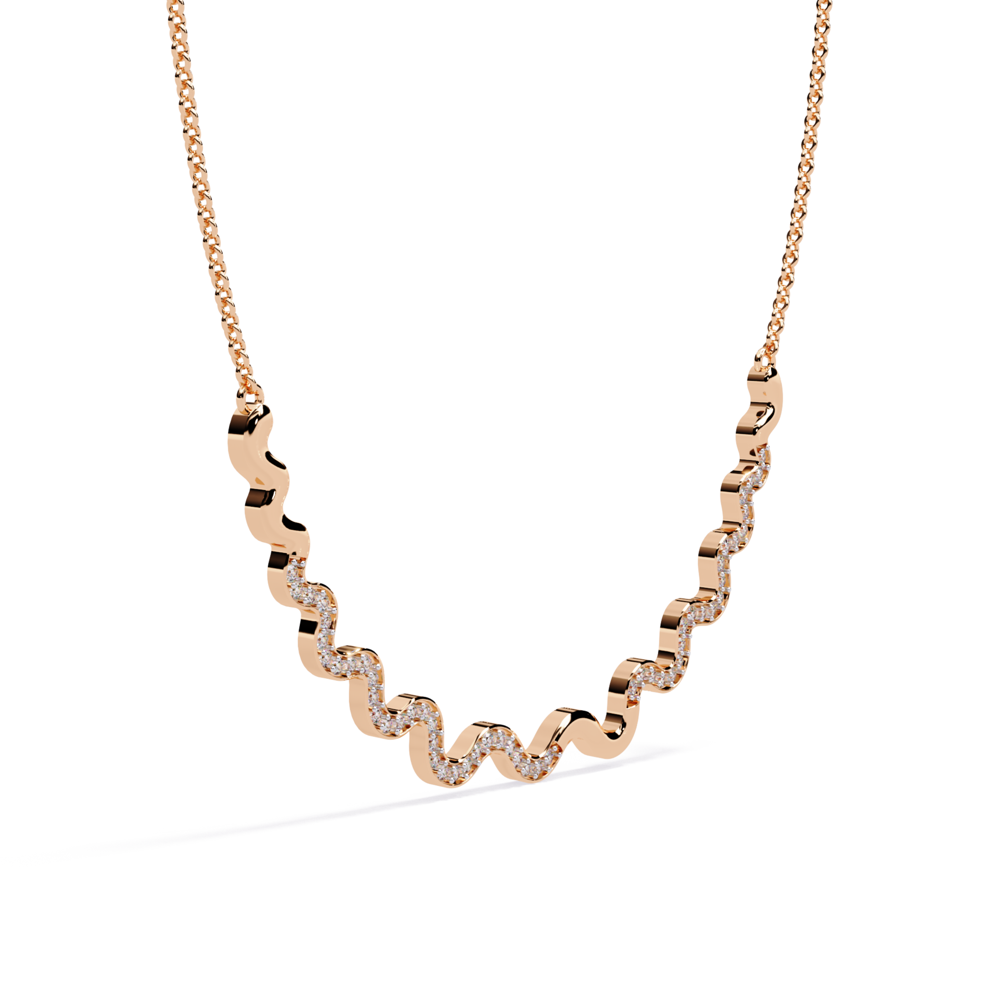 Wavy Gold Diamond Necklace