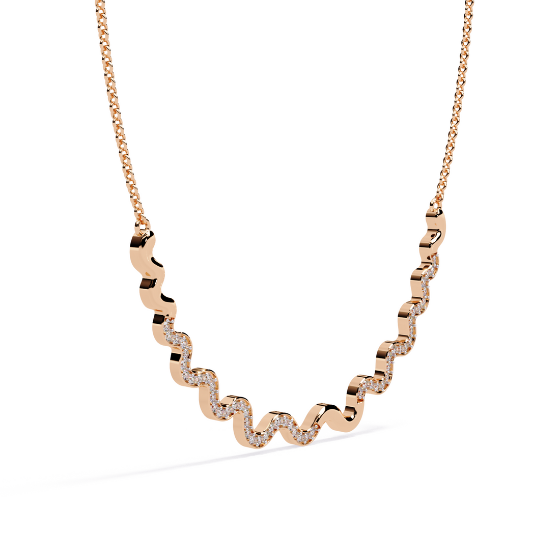 Wavy Gold Diamond Necklace
