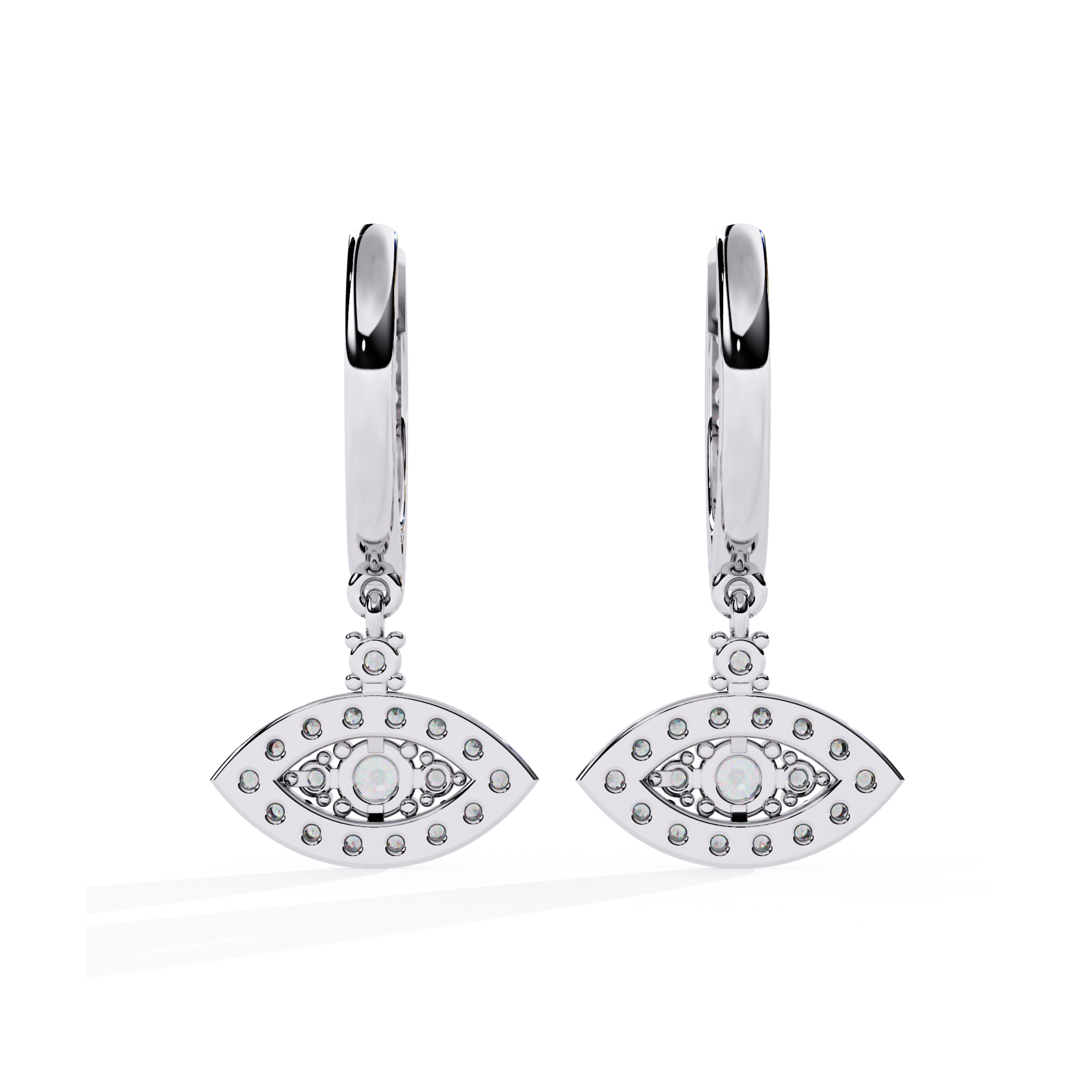 Evil Eye Diamond Hoop Earrings