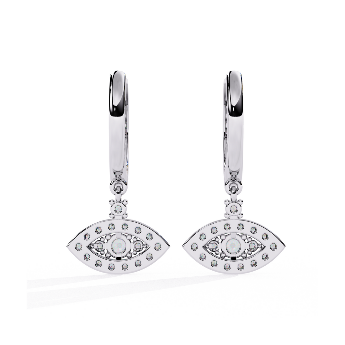 Evil Eye Diamond Hoop Earrings