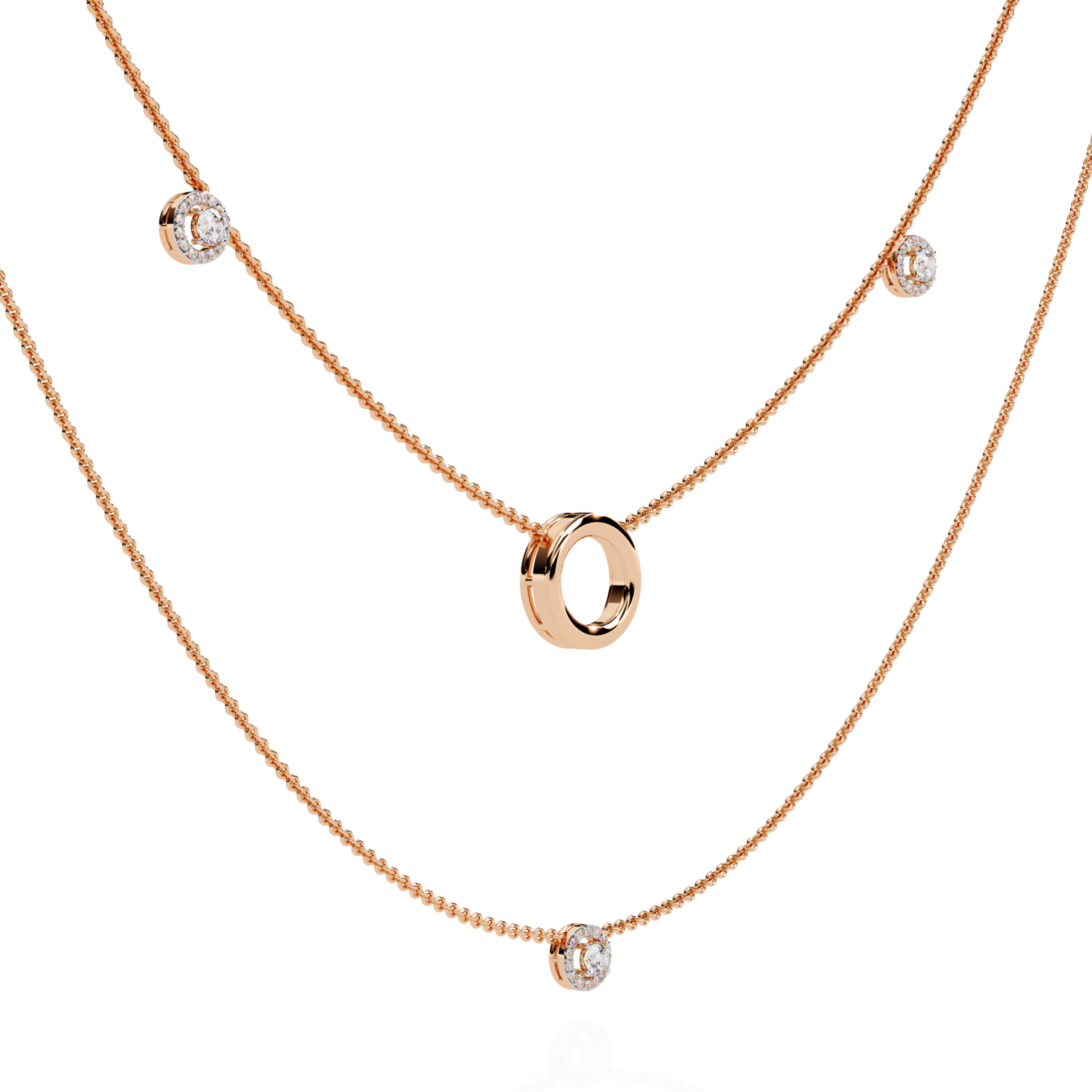 Minimalist Layered Gold Necklace with Diamond Accents