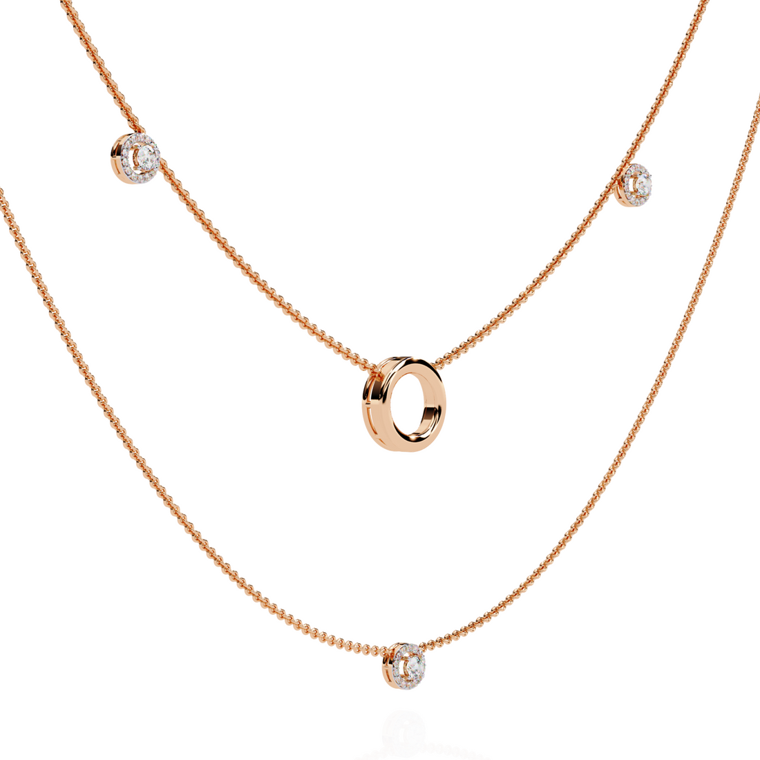 Minimalist Layered Gold Necklace with Diamond Accents