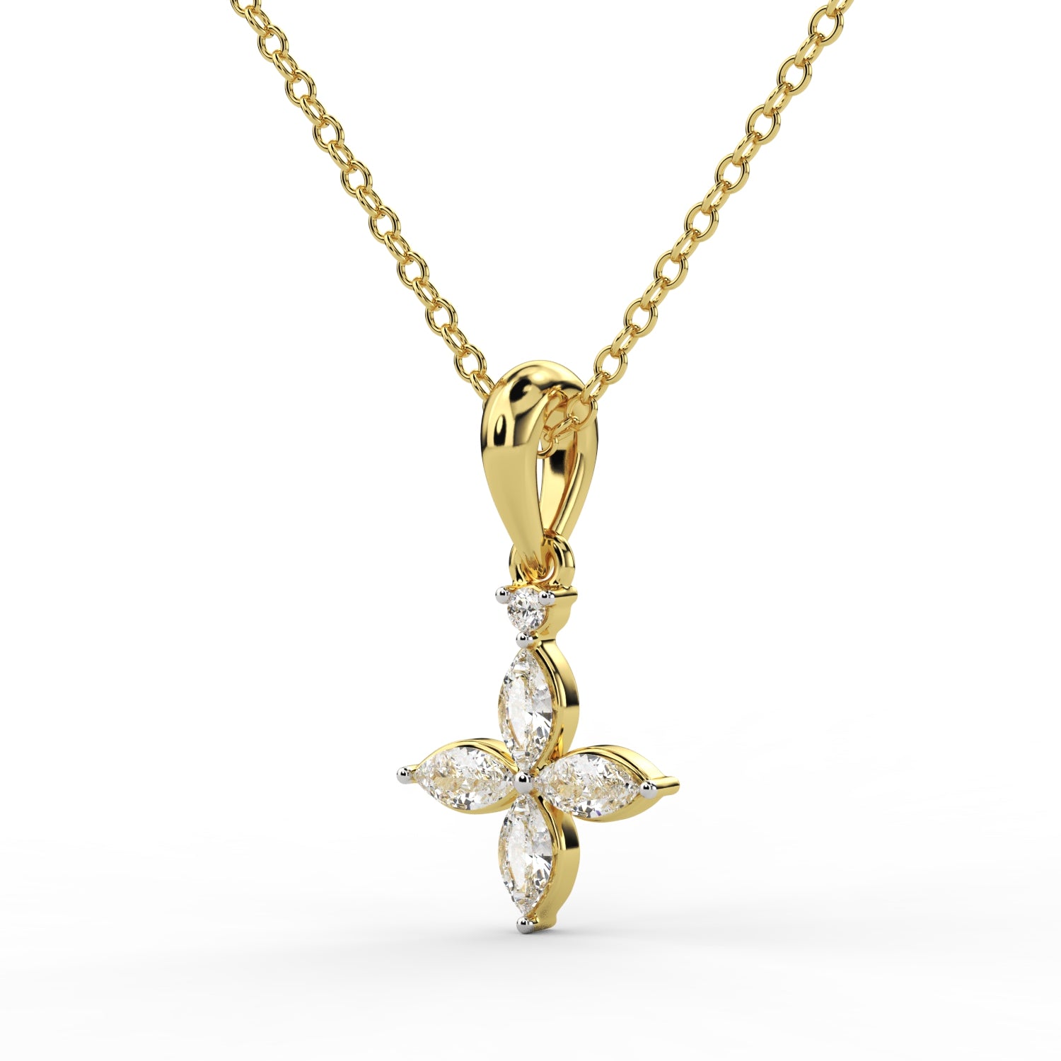 Elegant Diamond Floral Pendant in Gold