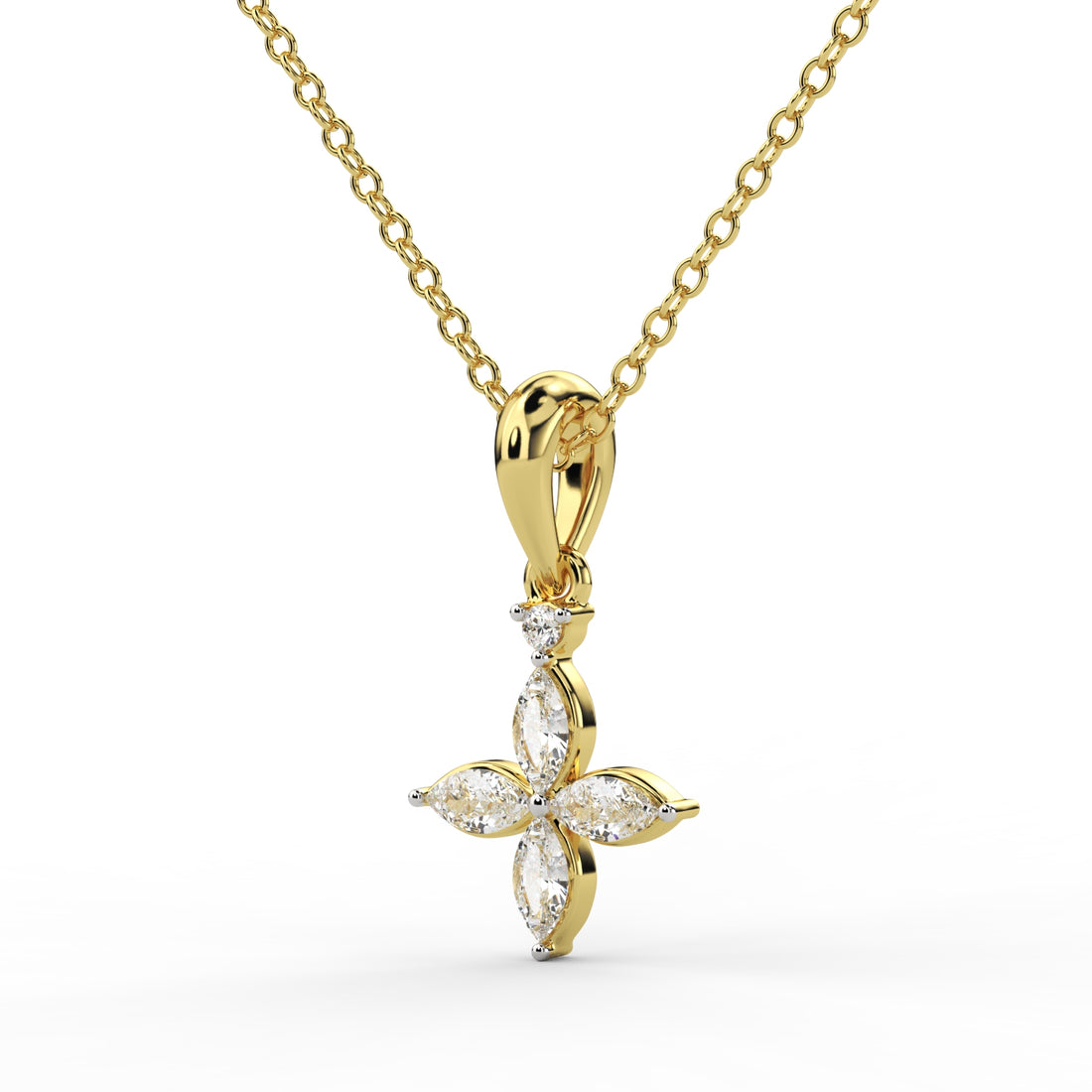 Elegant Diamond Floral Pendant in Gold