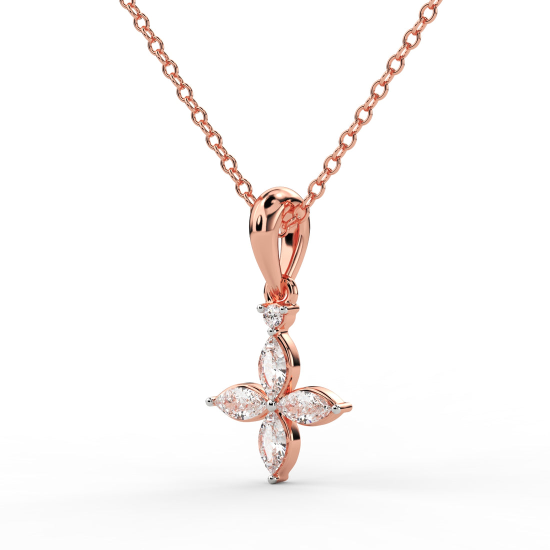 Elegant Diamond Floral Pendant in Gold