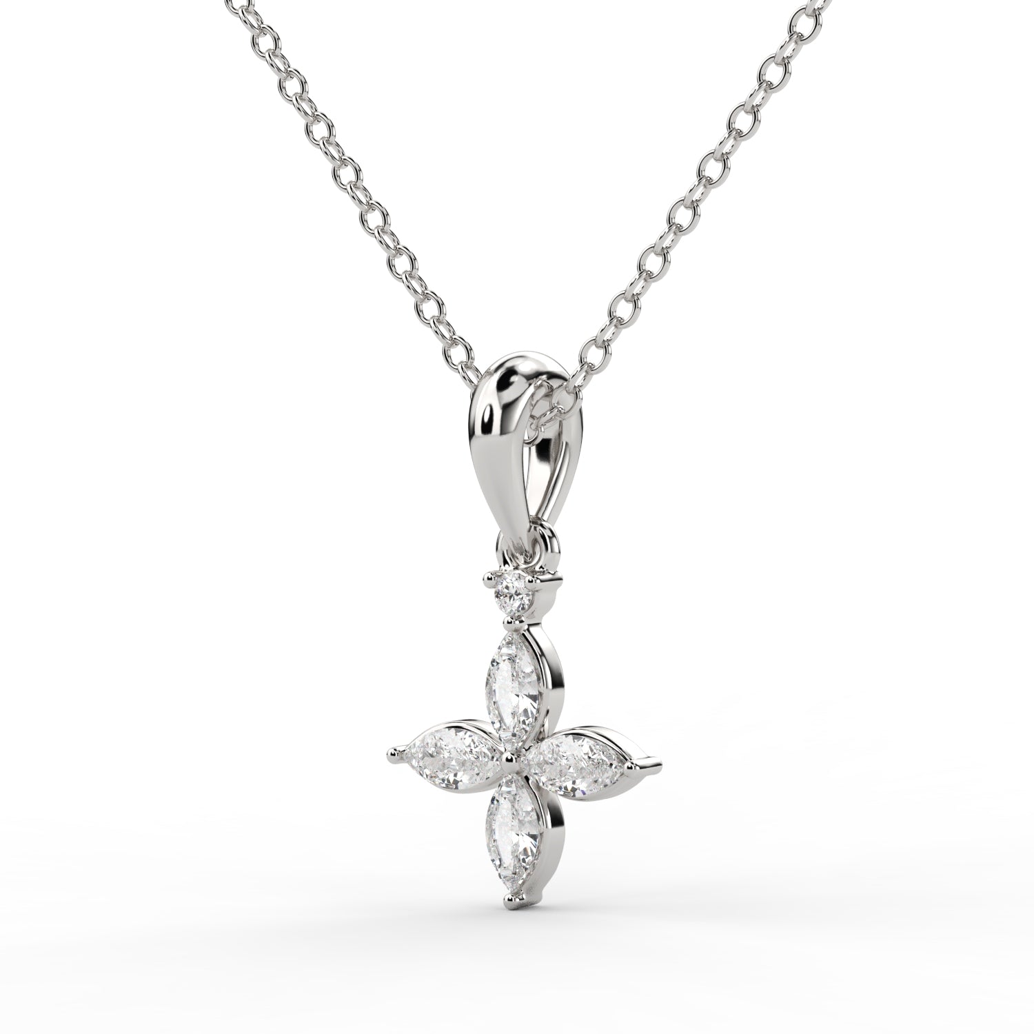 Elegant Diamond Floral Pendant in Gold