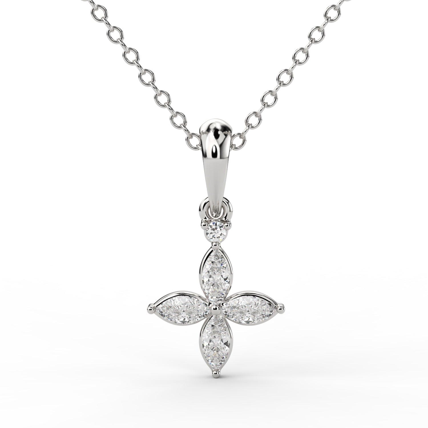 Elegant Diamond Floral Pendant in Gold